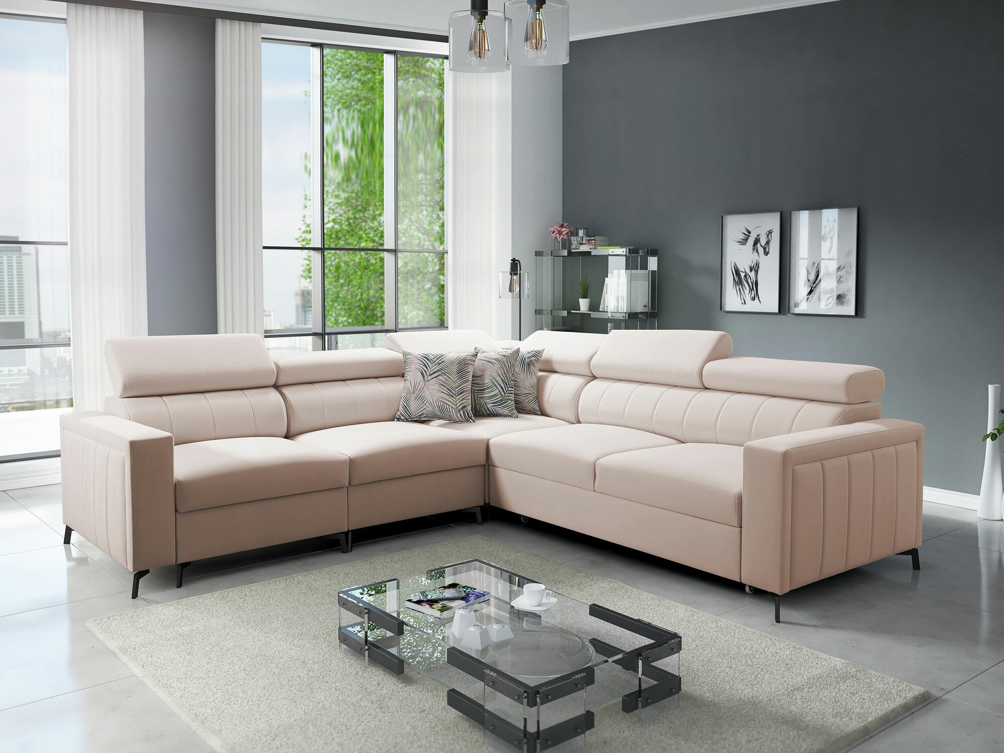 Ugaona sofa Sarasota 152 (Mono 231 + Botanical 36)