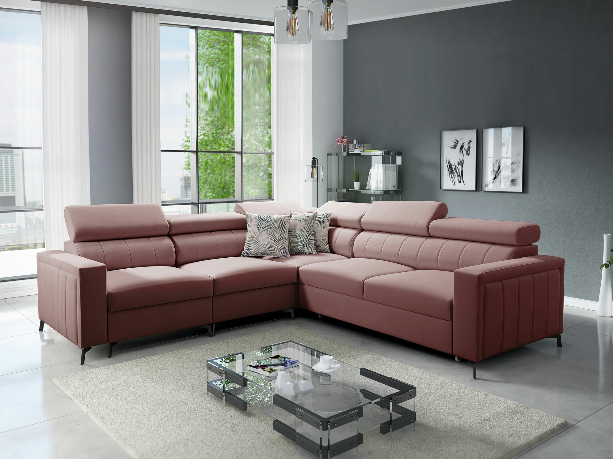 Ugaona sofa Sarasota 152 (Mono 235 + Botanical 36)