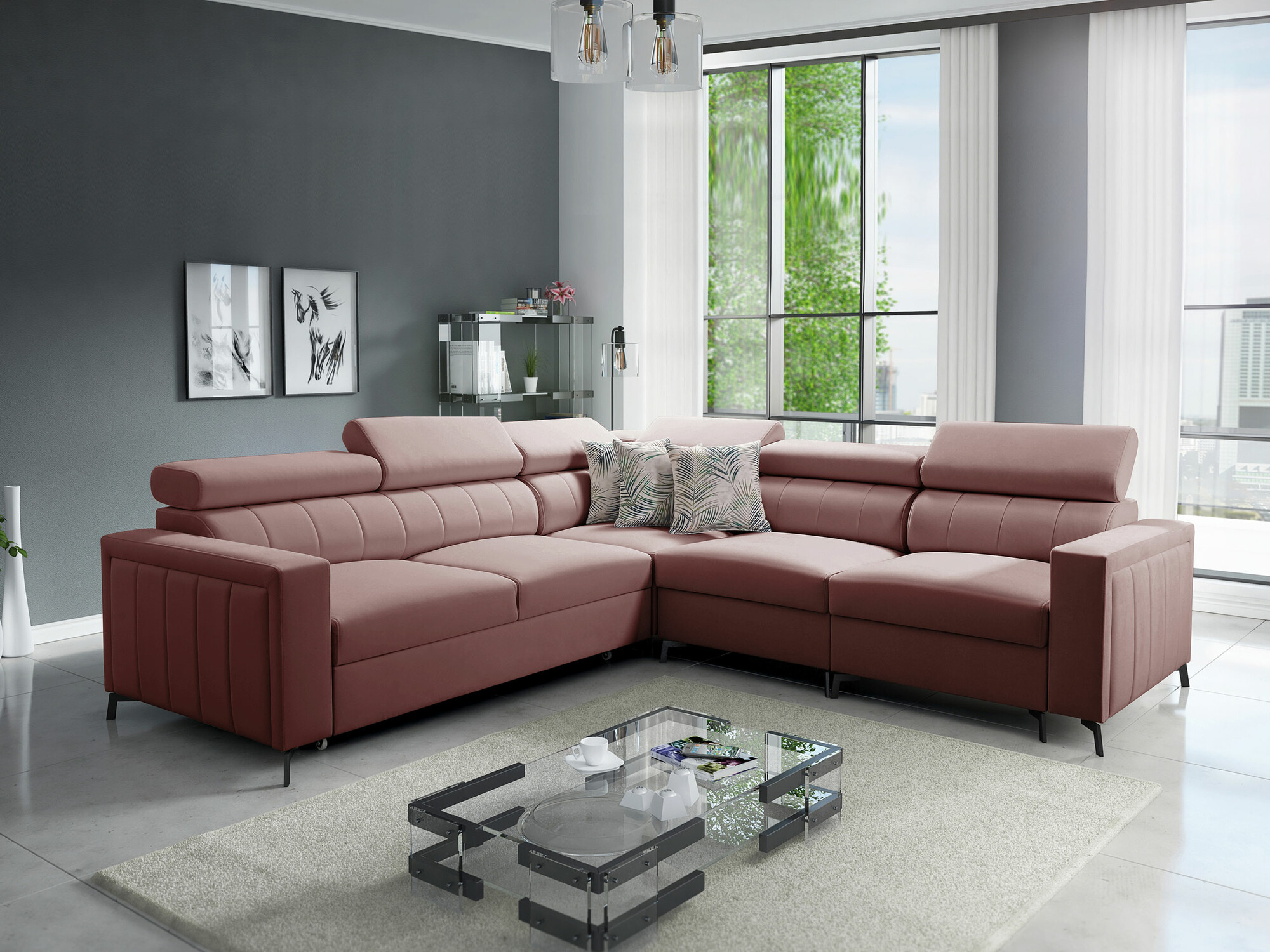 Ugaona sofa Sarasota 152 (Mono 235 + Botanical 36)