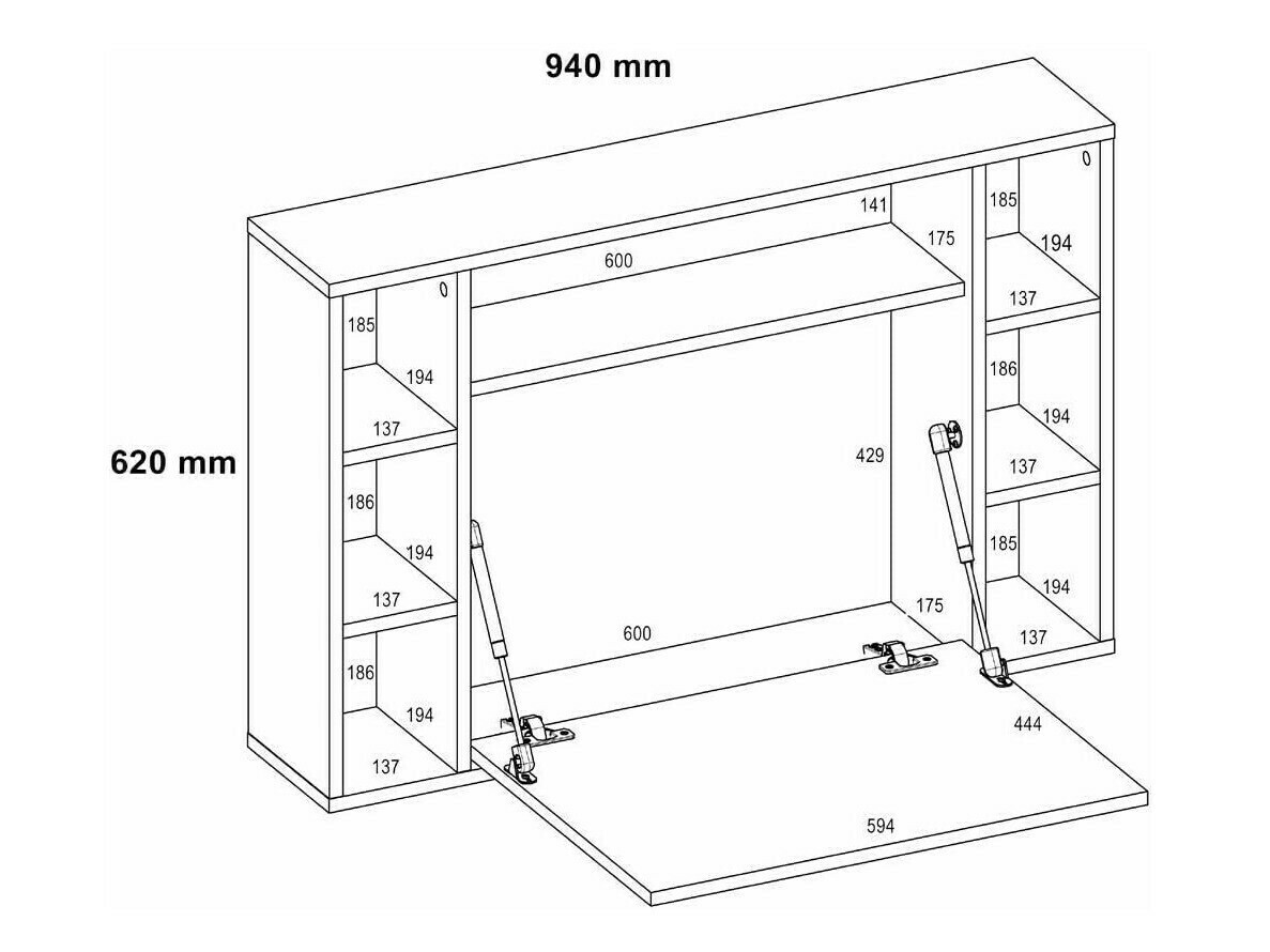 Kancelarijski sto Buffalo 129 (Sonoma hrast + Sjajno belo)