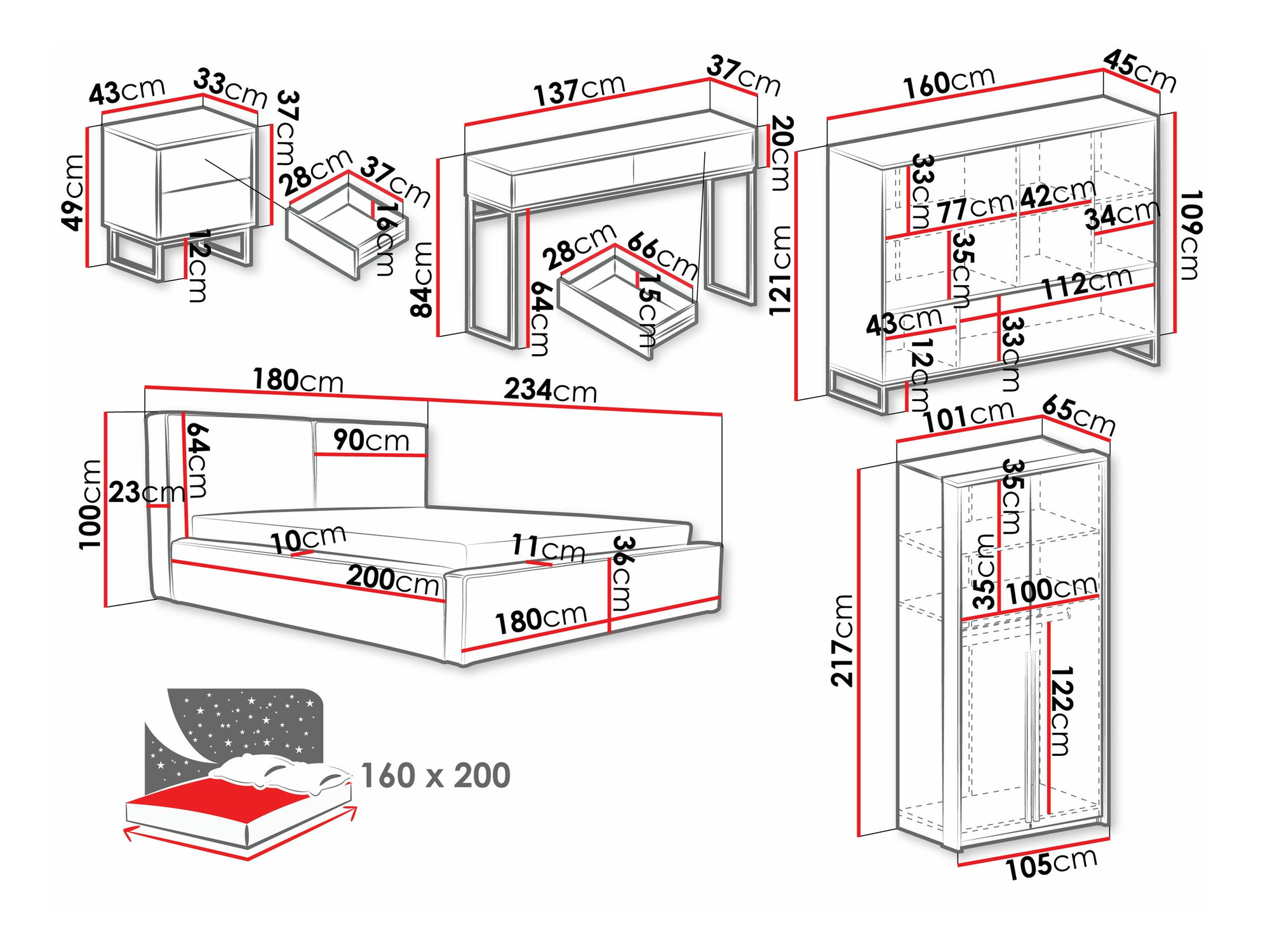 Set spavaća soba Calcalo 110 (Zelena)