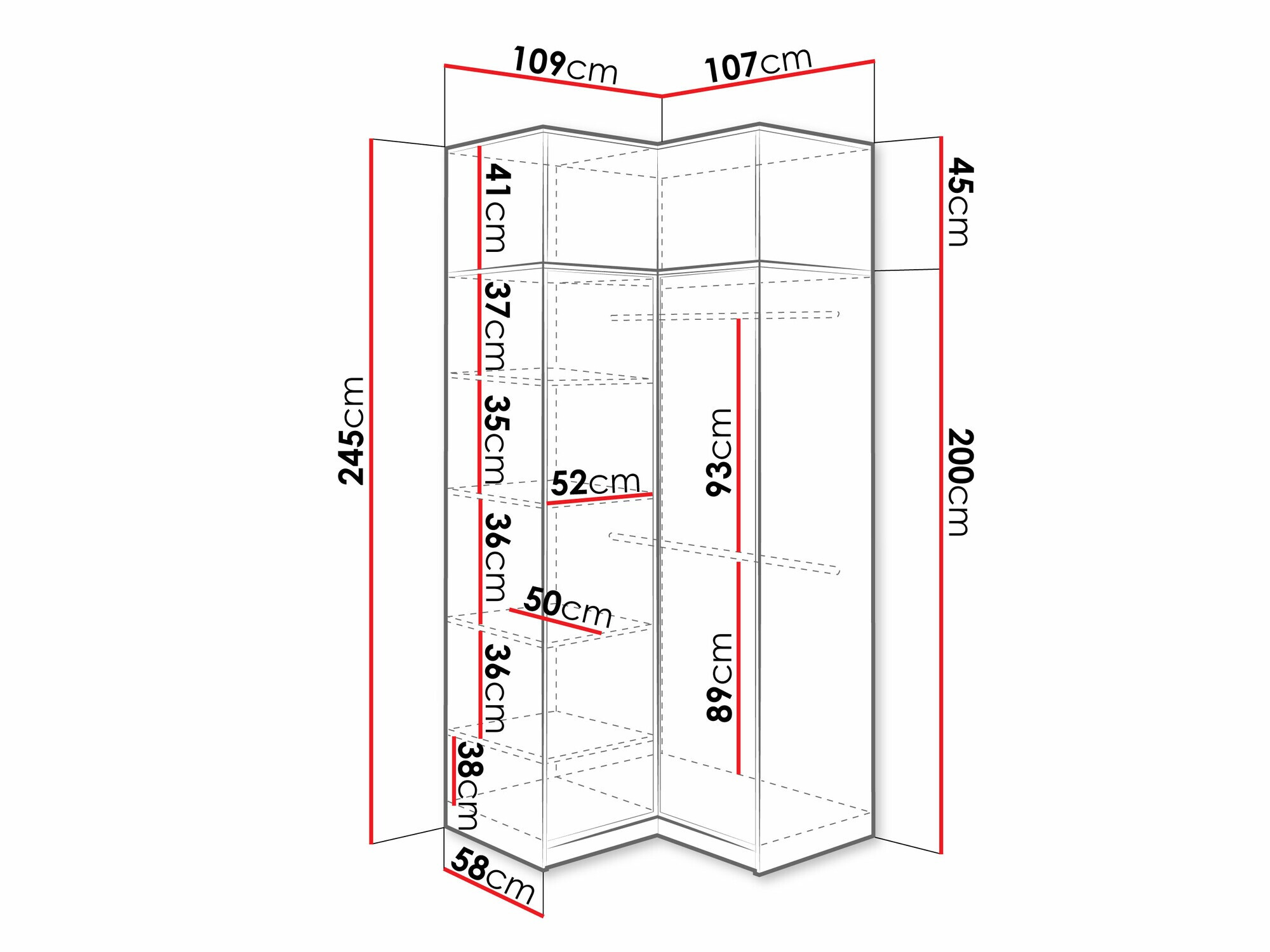 Ugaoni ormar Dortivu 156