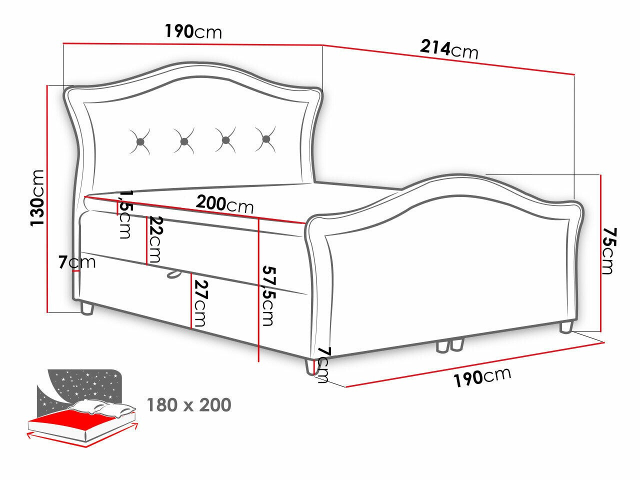 Boxspring krevet Baltimore 136 (Magic Velvet 2260)