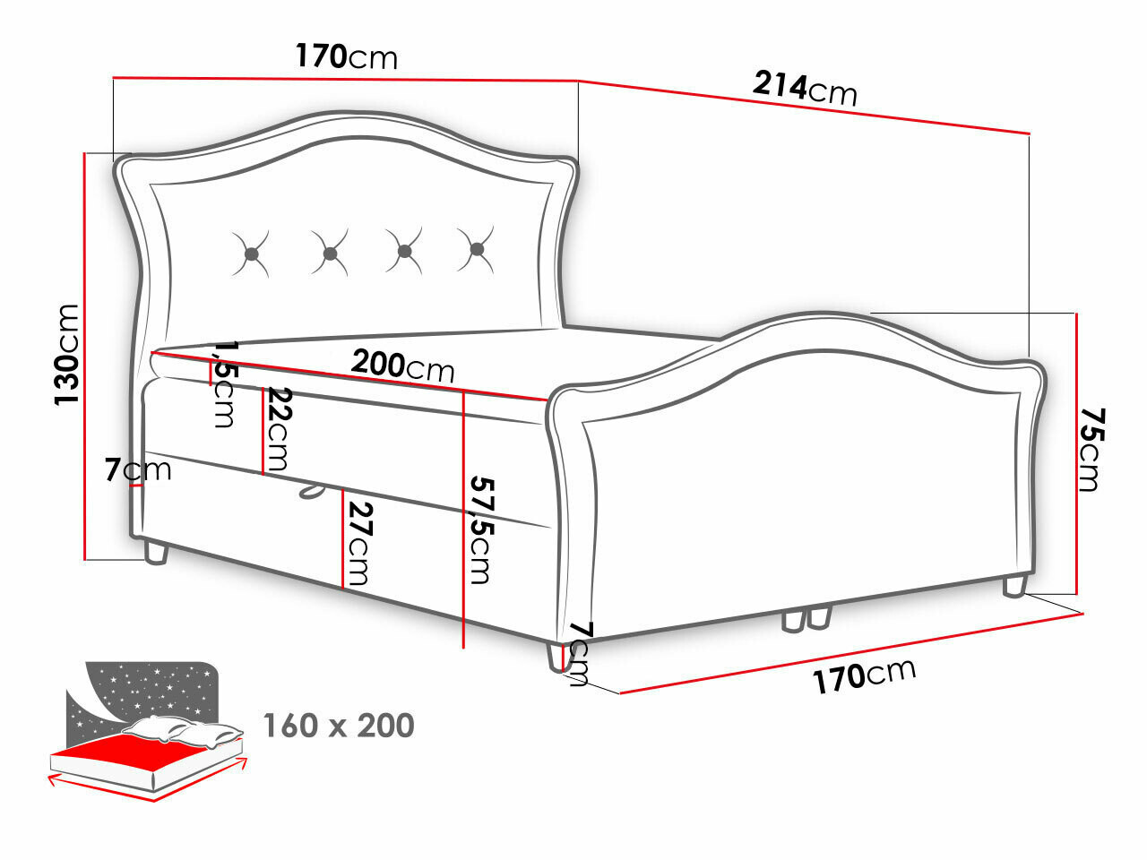 Boxspring krevet Oleum I (Magic Velvet 2225)