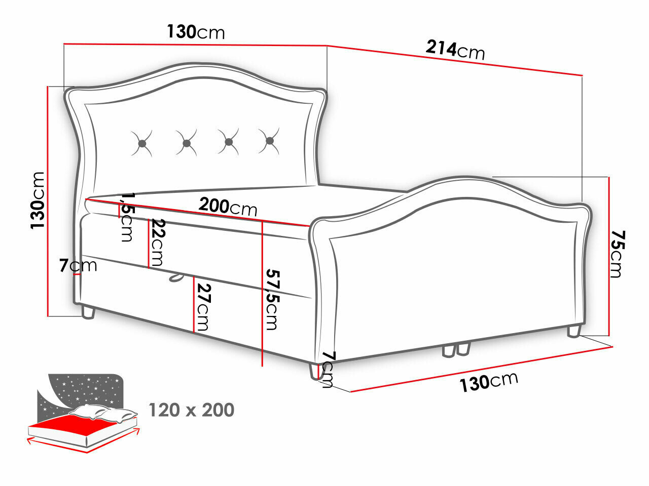 Boxspring krevet Oleum I (Velluto 17)