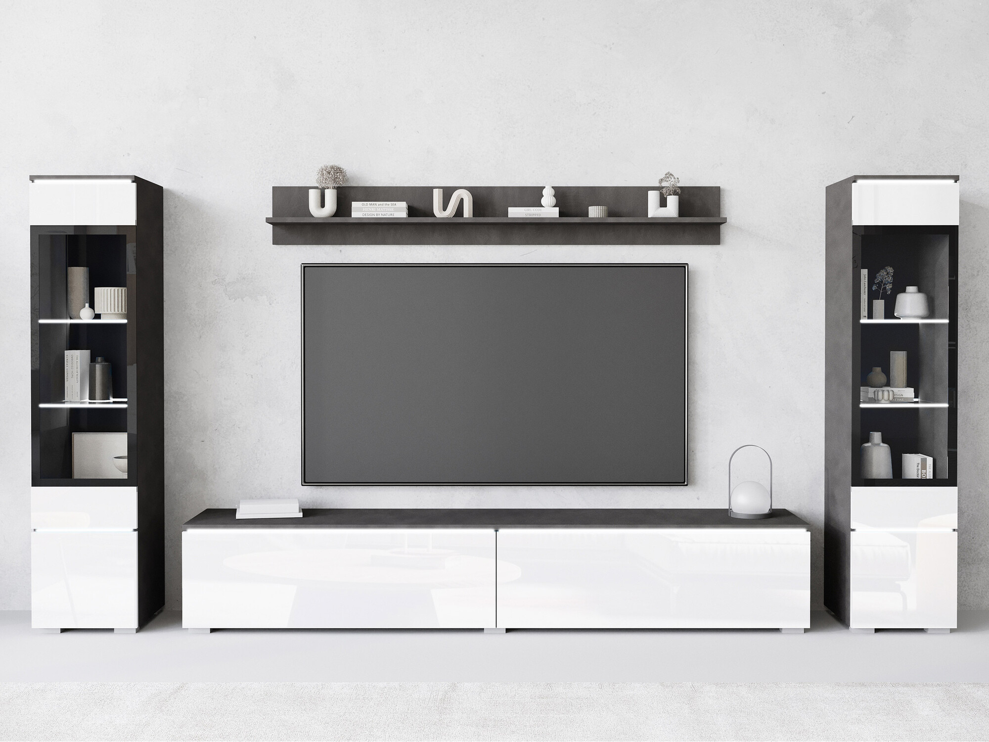 Set za dnevnu sobu Sarasota 126 (Matera siva + Sjajno belo)