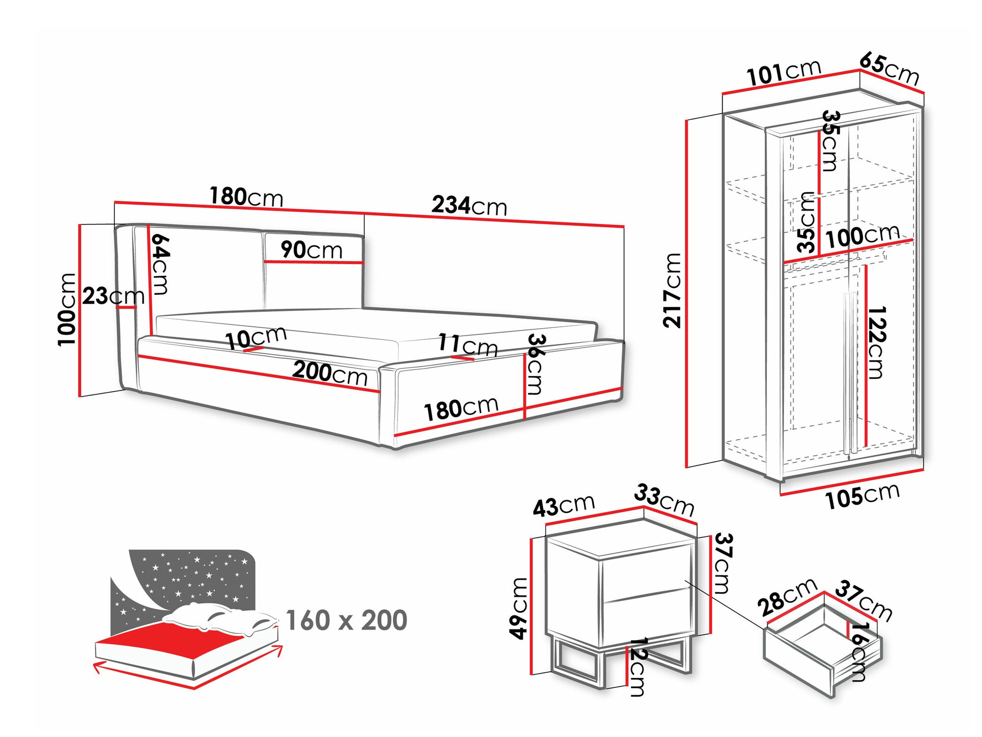 Set spavaća soba Calcalo 111 (Bež)