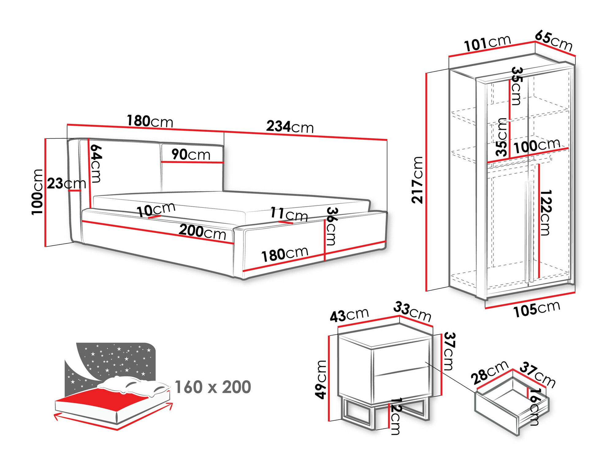 Set spavaća soba Calcalo 111 (Zelena)