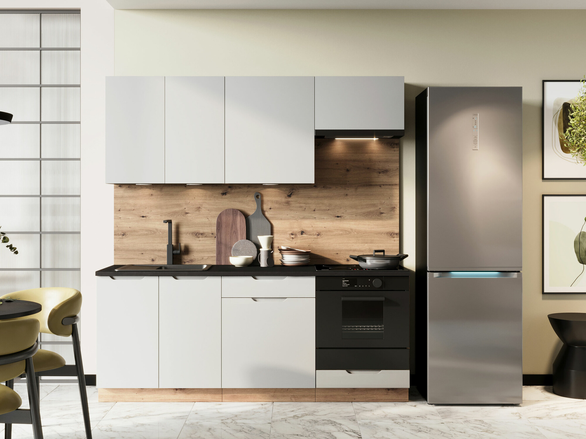 Kuhinjski set Trenton 180 (Svetloosiva + Zanatski hrast)