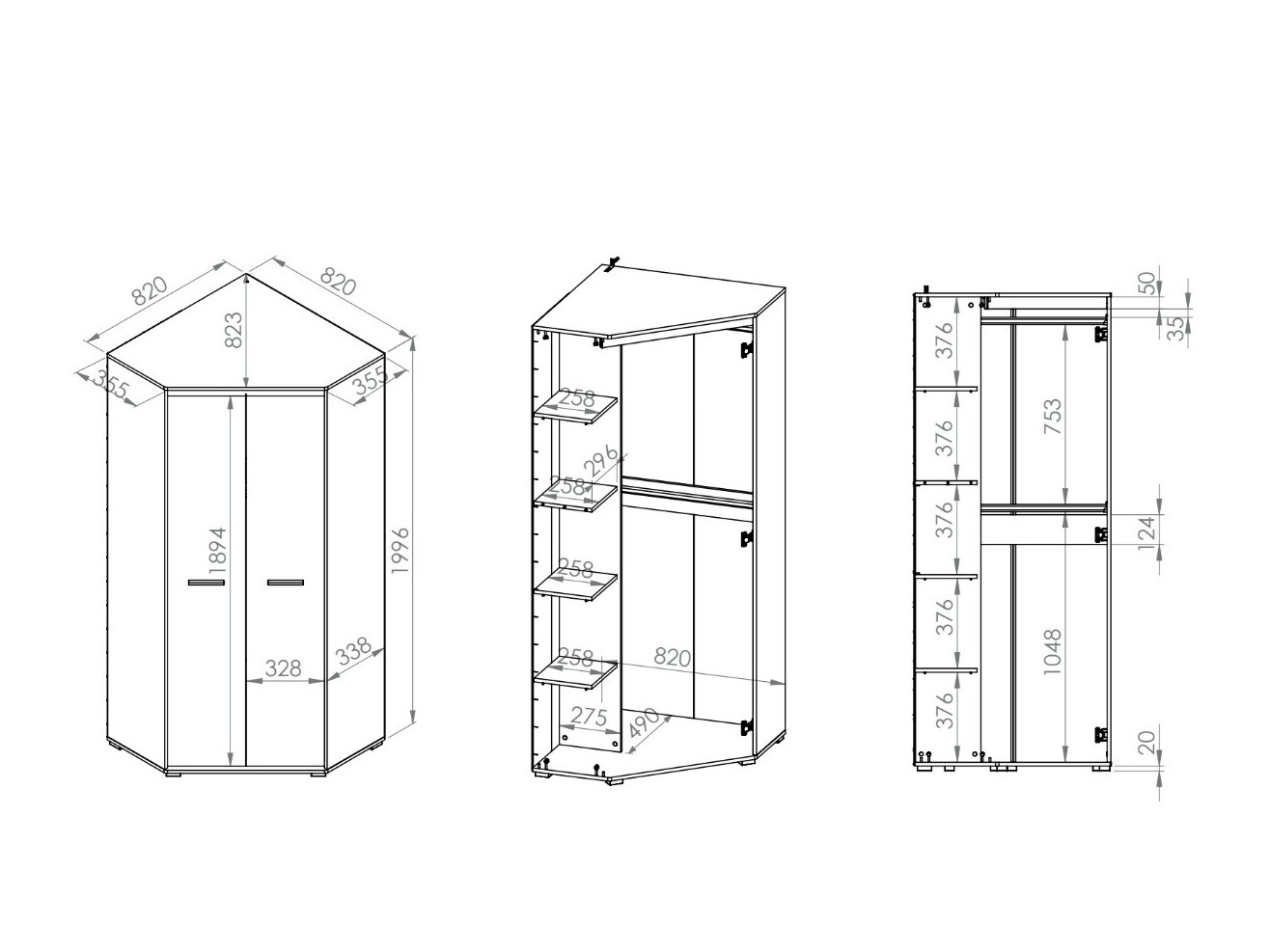 Ugaoni ormar Calvere 102