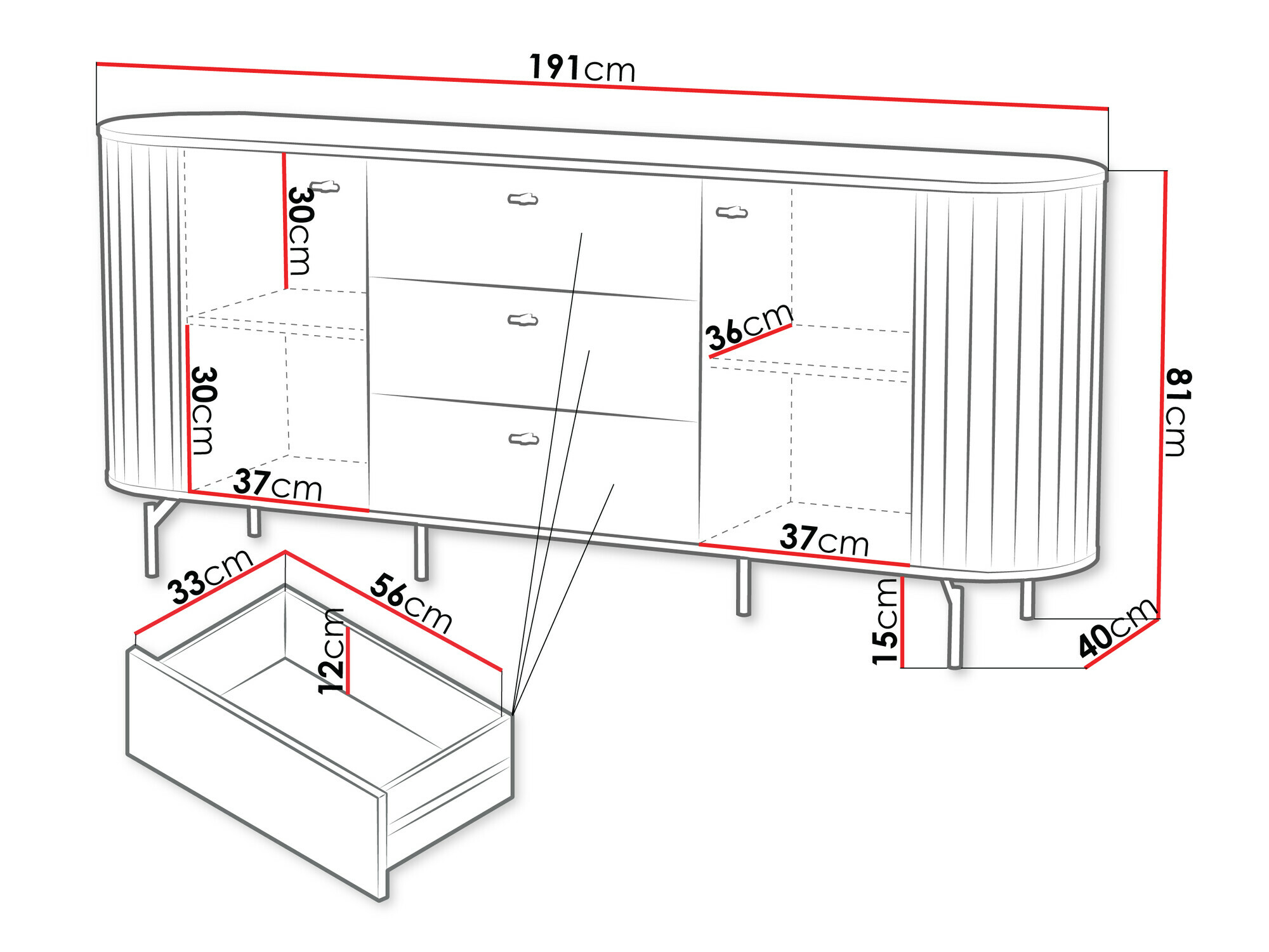 Komoda Novmono 103 (Crno)