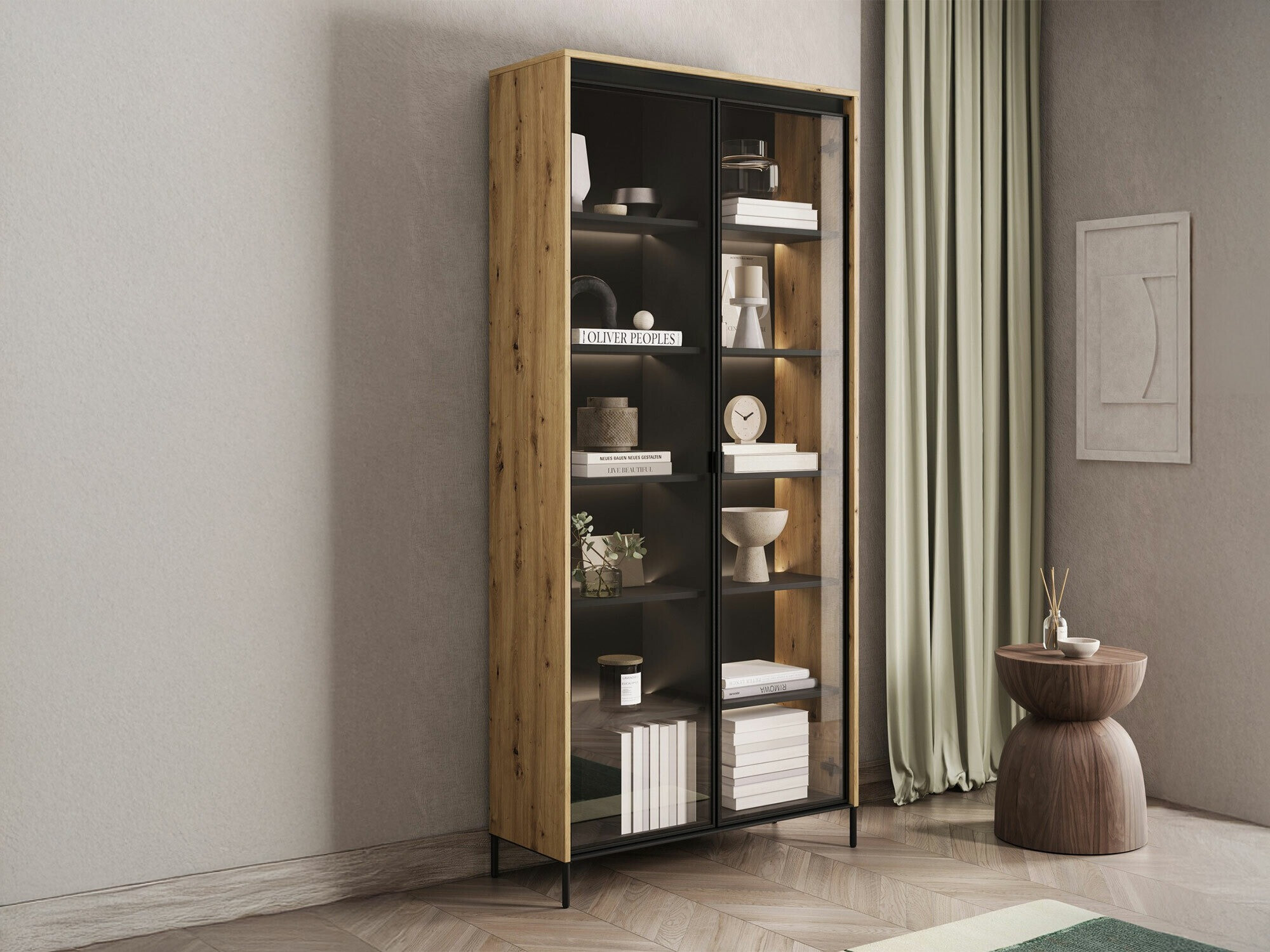 Polica Fernolu 106 (Zanatski hrast + Crno)