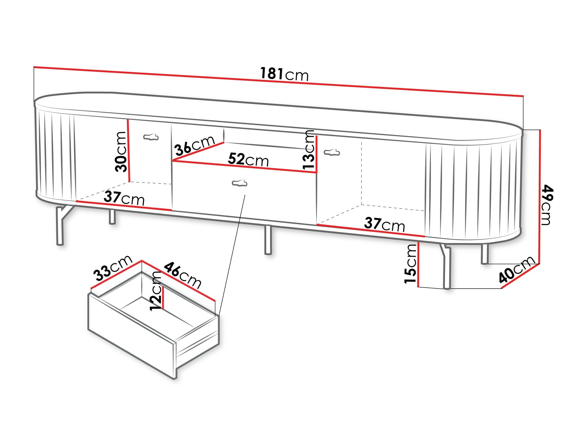 TV komoda Novmono 104 (Crno)