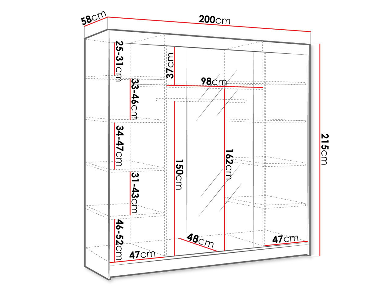 Ormar Closico 158 (Zanatski hrast + Belo)