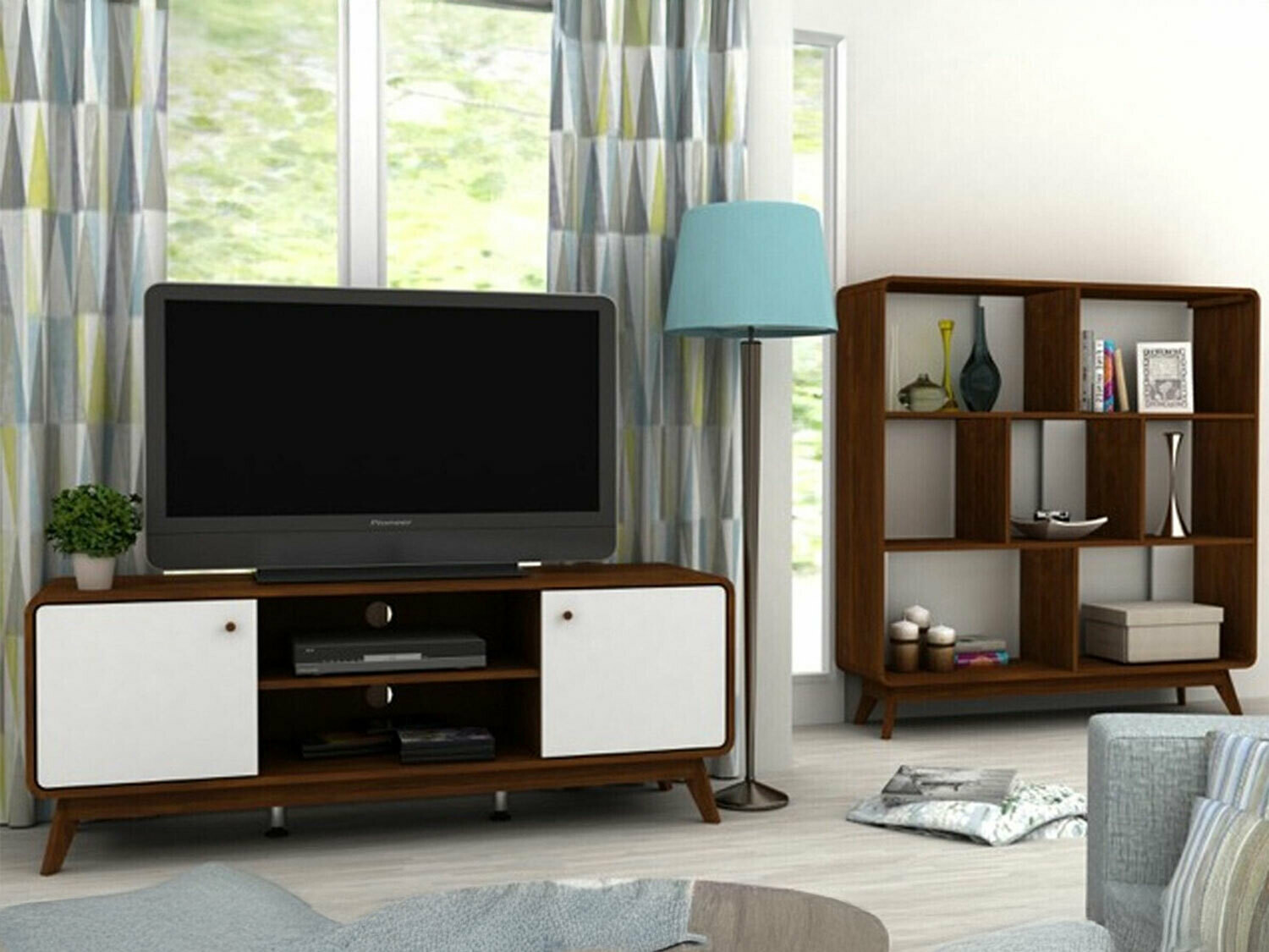 Set za dnevnu sobu Elbtena 113 (Orah + Belo)