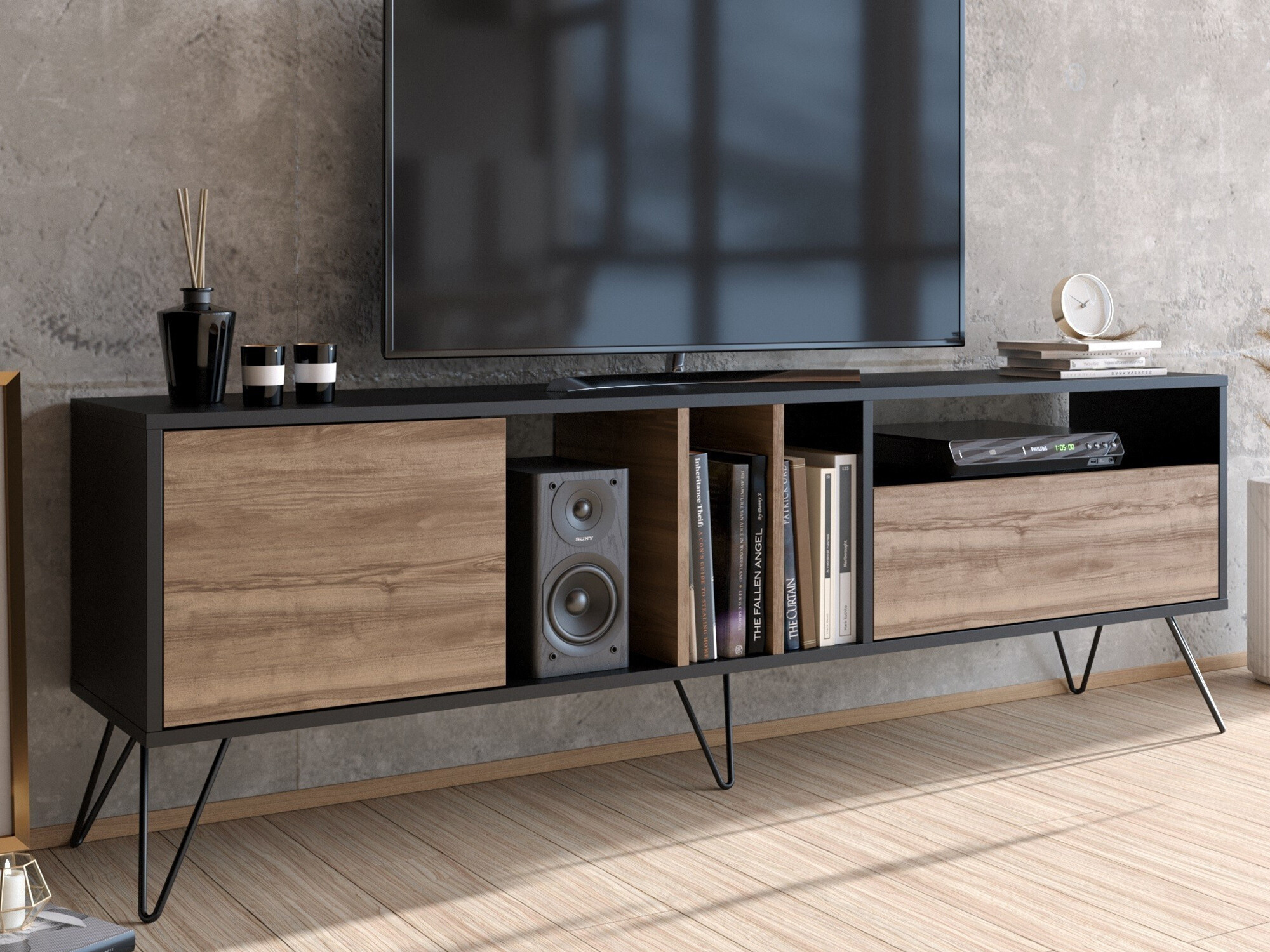 TV komoda Kailua 1276 (Crno + Orah)