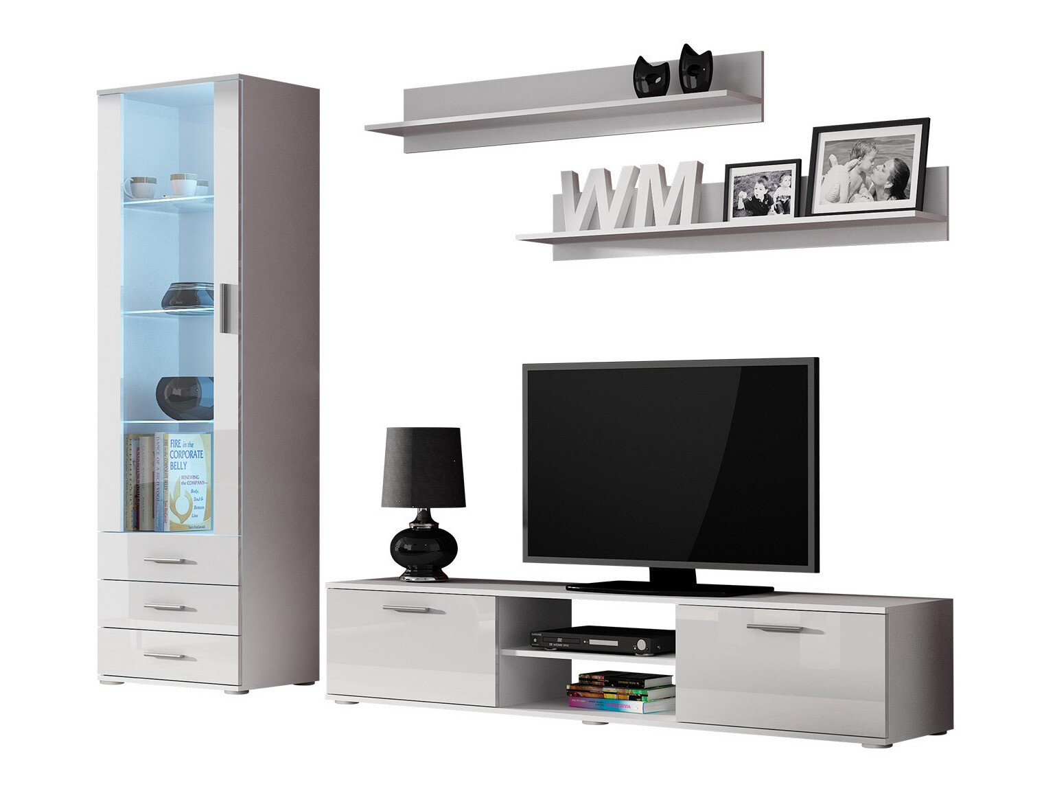 Set za dnevnu sobu Tornola 107 (Belo + Sjajno belo)