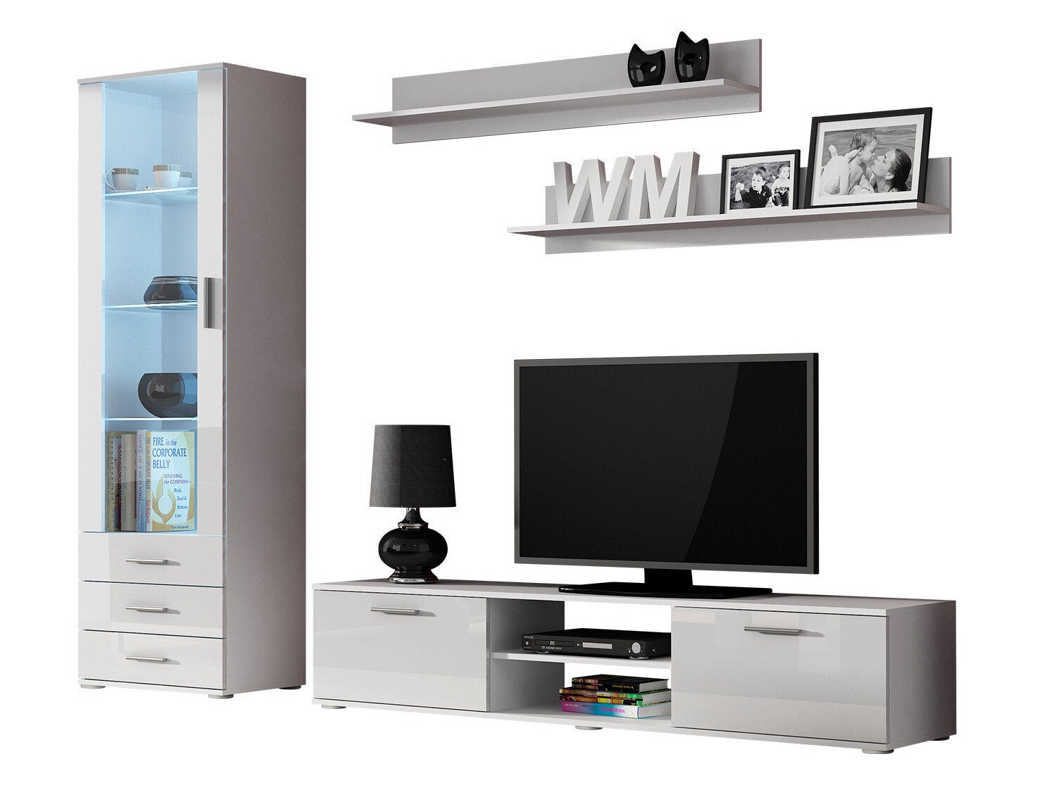 Set za dnevnu sobu Tornola 107 (Belo + Sjajno belo)