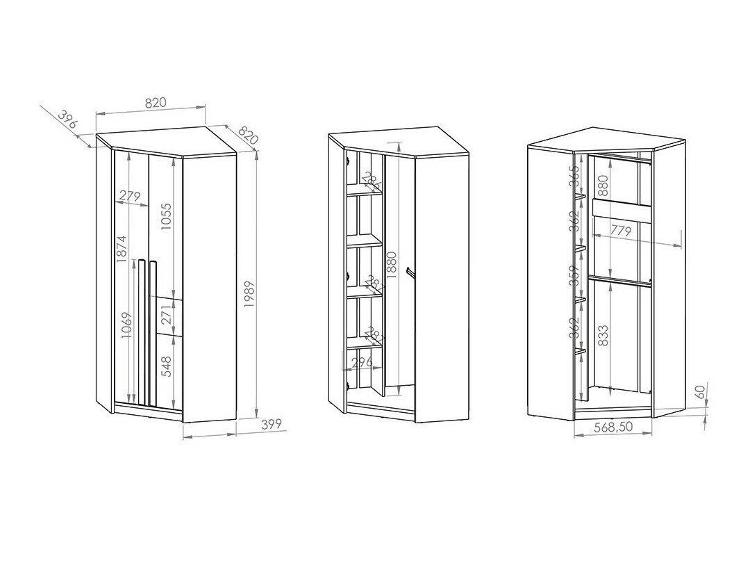 Ugaoni ormar Tivruve 101