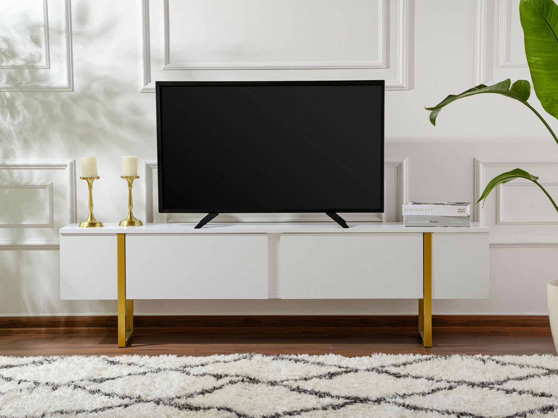 TV komoda Novato 105 (Belo + Zlatna)