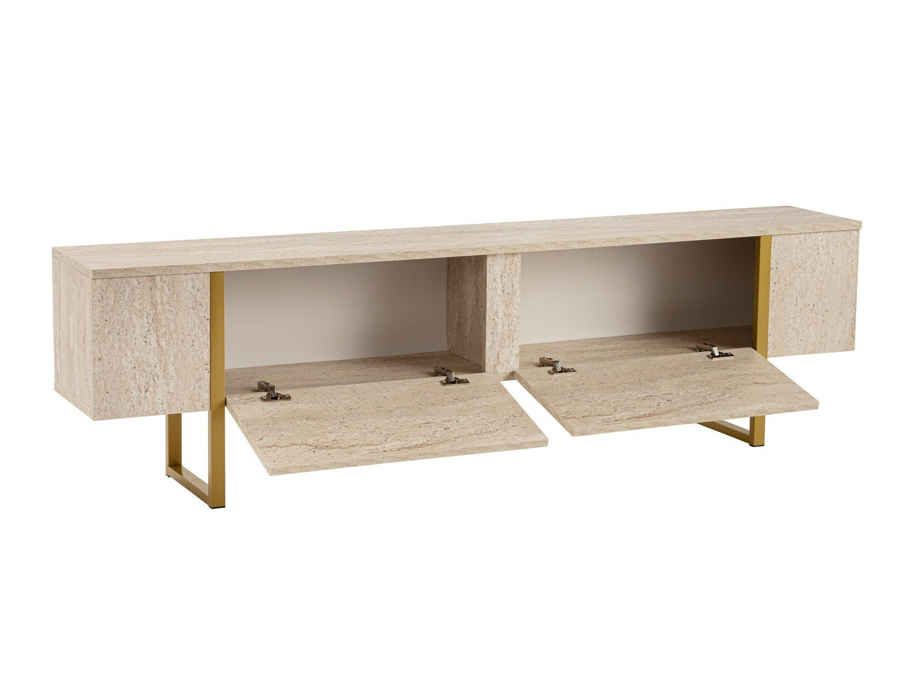 TV komoda Novato 105 (Svetlo Travertine + Zlatna)