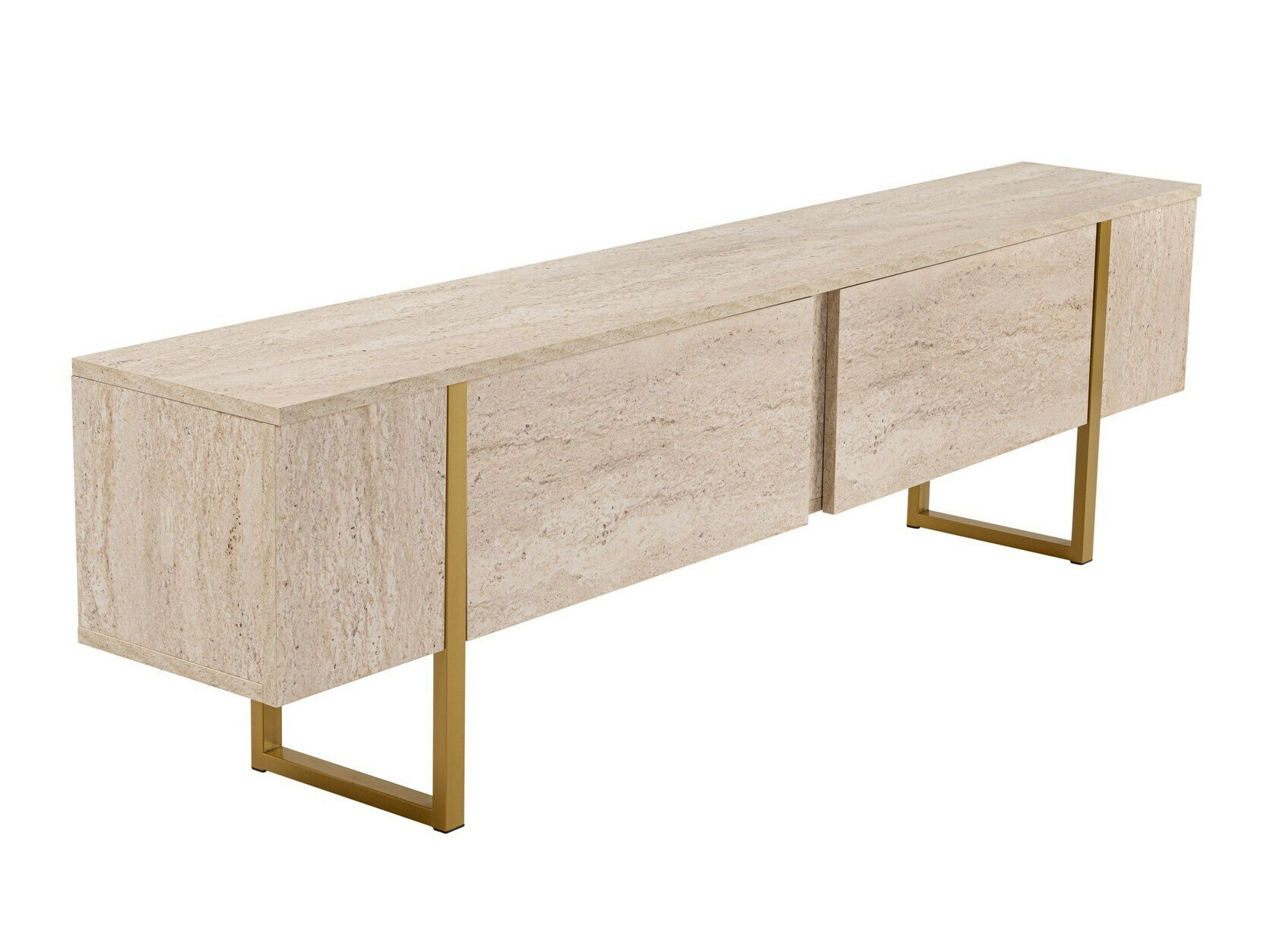 TV komoda Novato 105 (Svetlo Travertine + Zlatna)