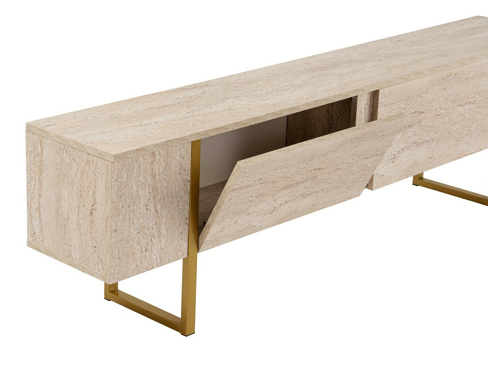 TV komoda Novato 105 (Svetlo Travertine + Zlatna)