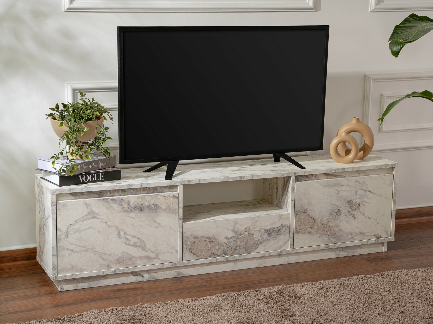 TV komoda Novato 106 (Beli mermer)
