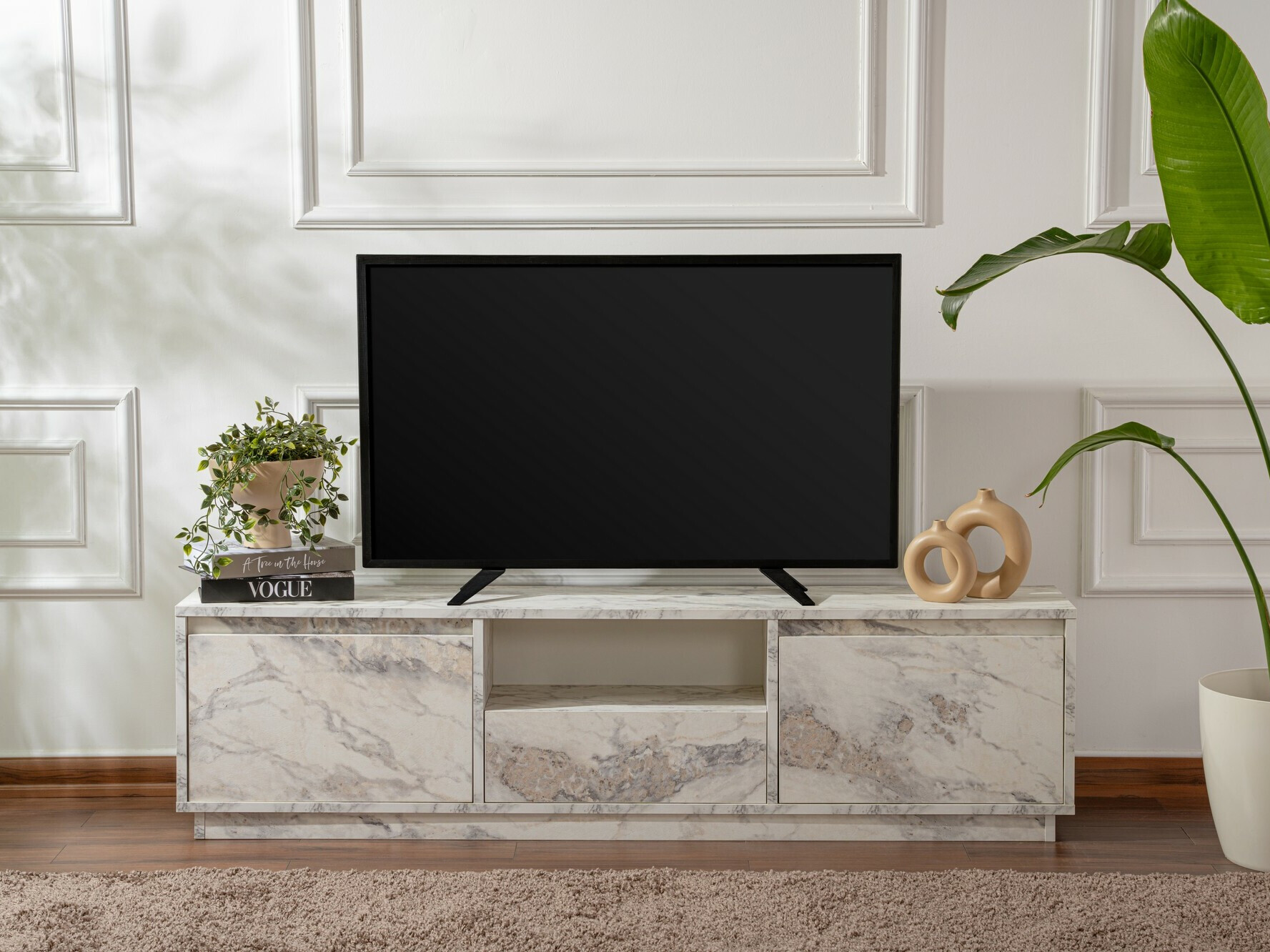 TV komoda Novato 106 (Beli mermer)