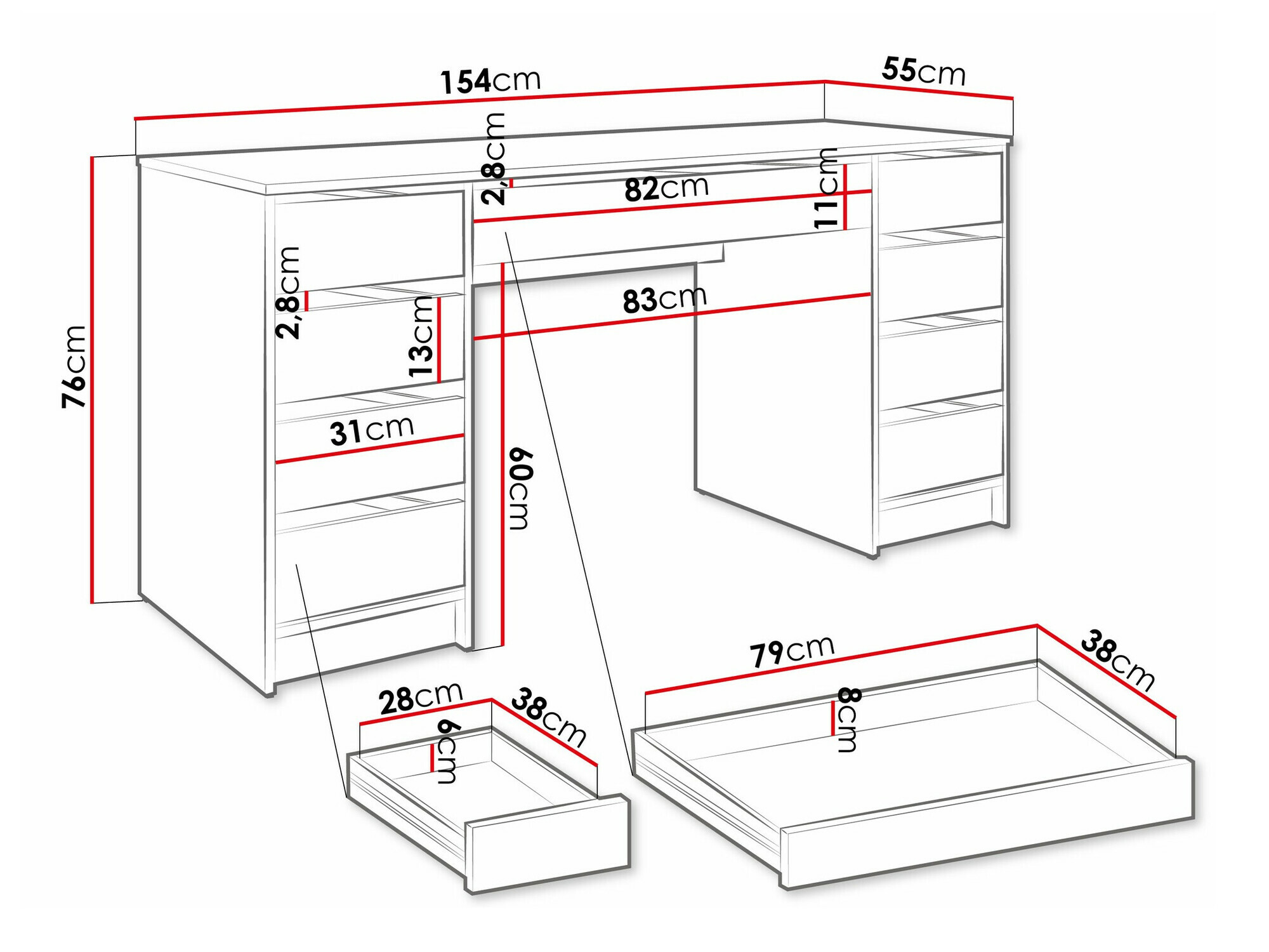 Kancelarijski sto Comfivo 401 (Crno)