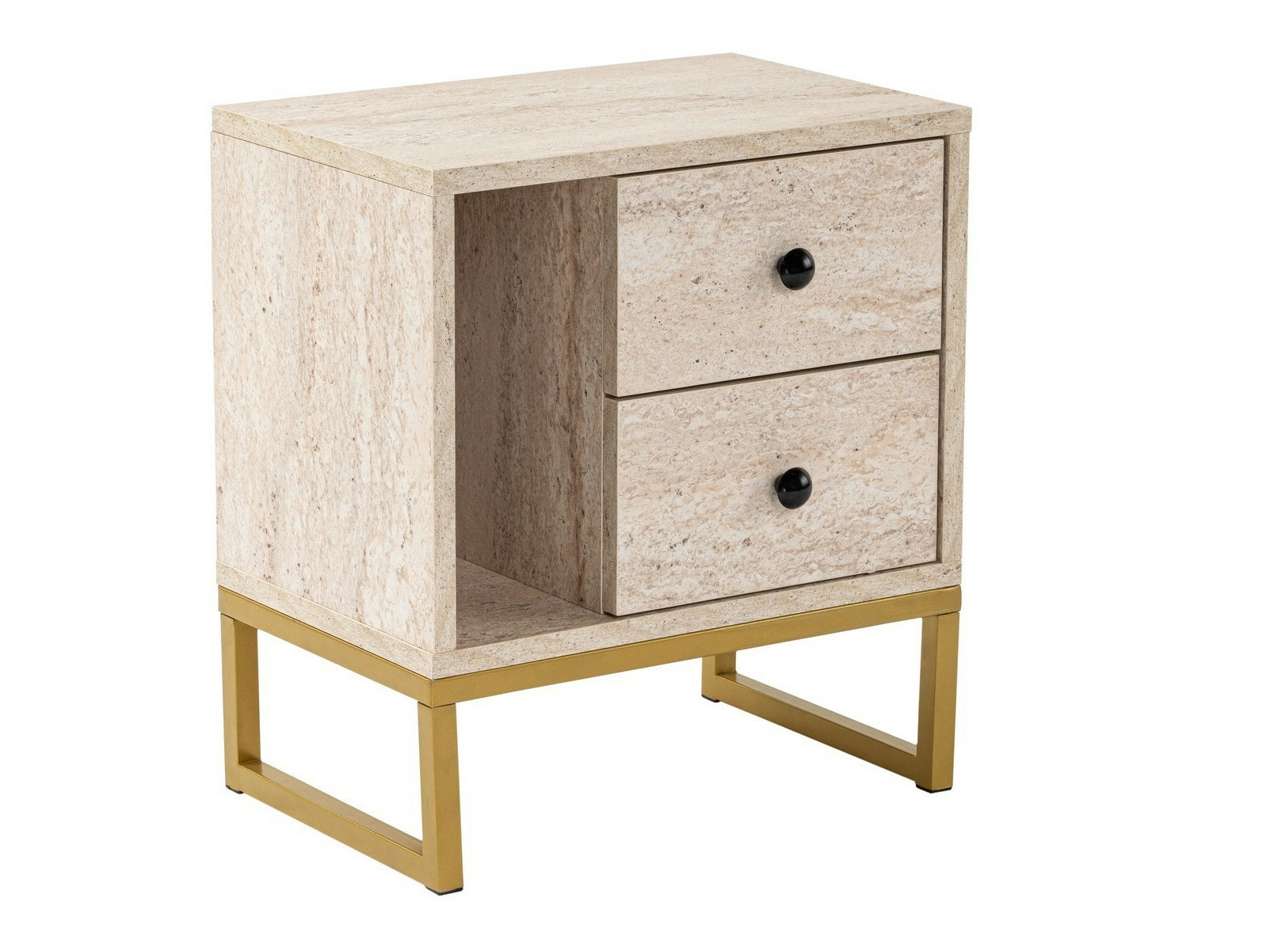 Noćni ormarić Novato 109 (Svetlo Travertine + Zlatna)