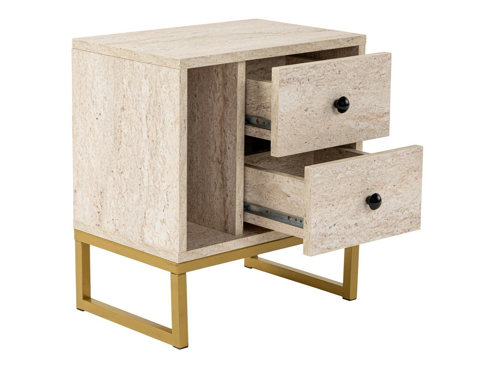 Noćni ormarić Novato 109 (Svetlo Travertine + Zlatna)