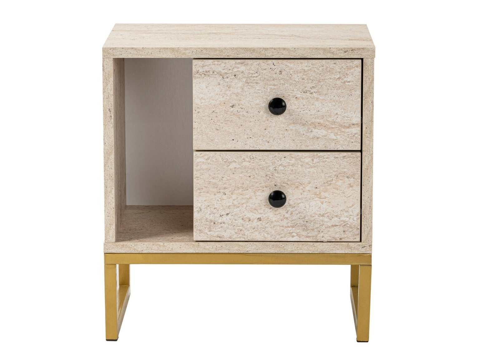 Noćni ormarić Novato 109 (Svetlo Travertine + Zlatna)