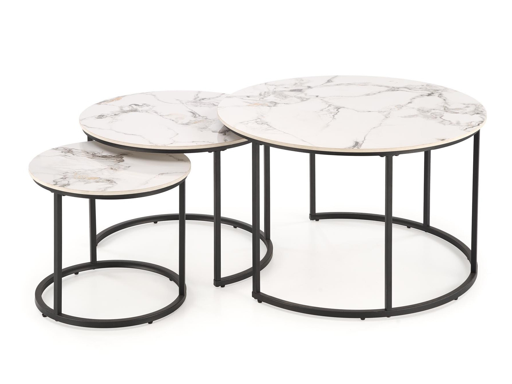 Set stočića za kafu Houston 1884 (Crno + Beli mermer)