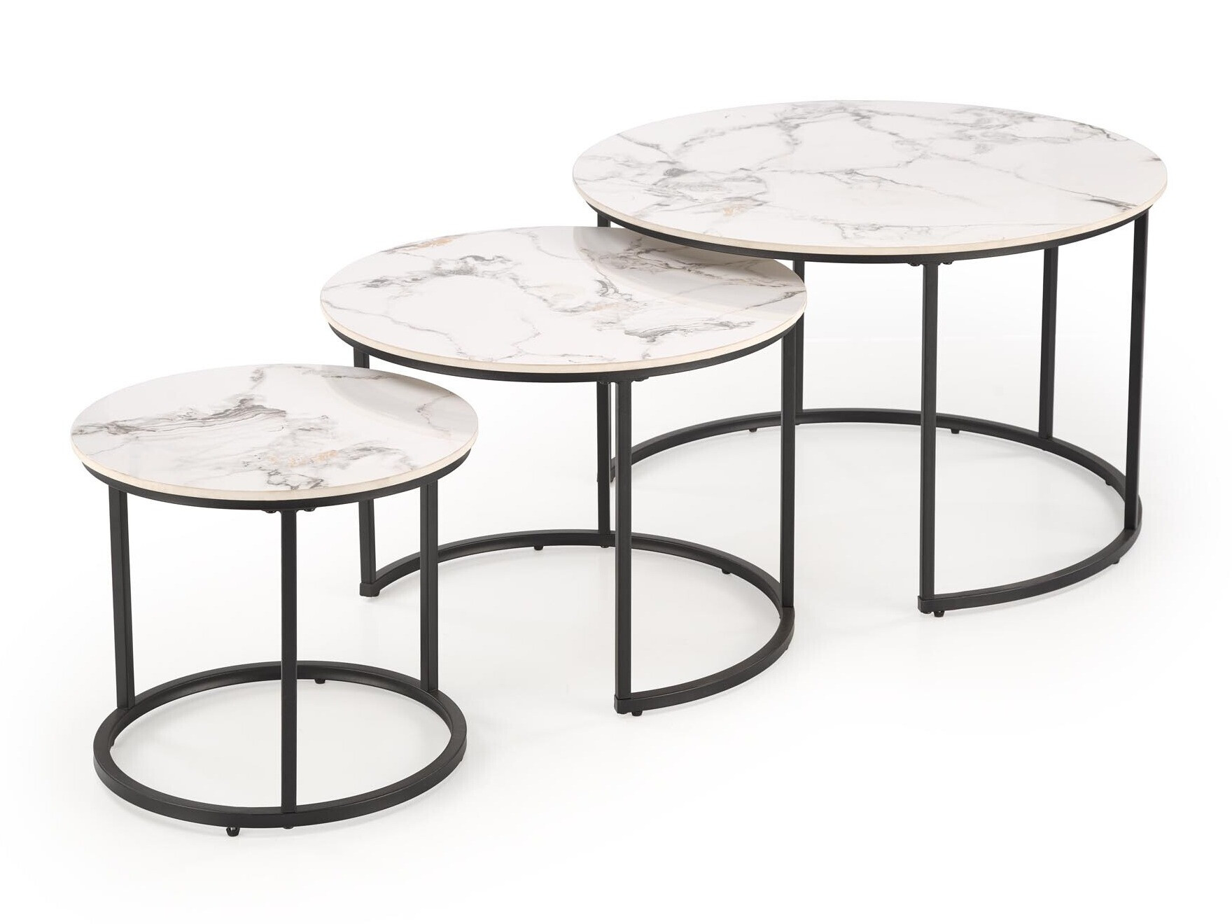 Set stočića za kafu Houston 1884 (Crno + Beli mermer)