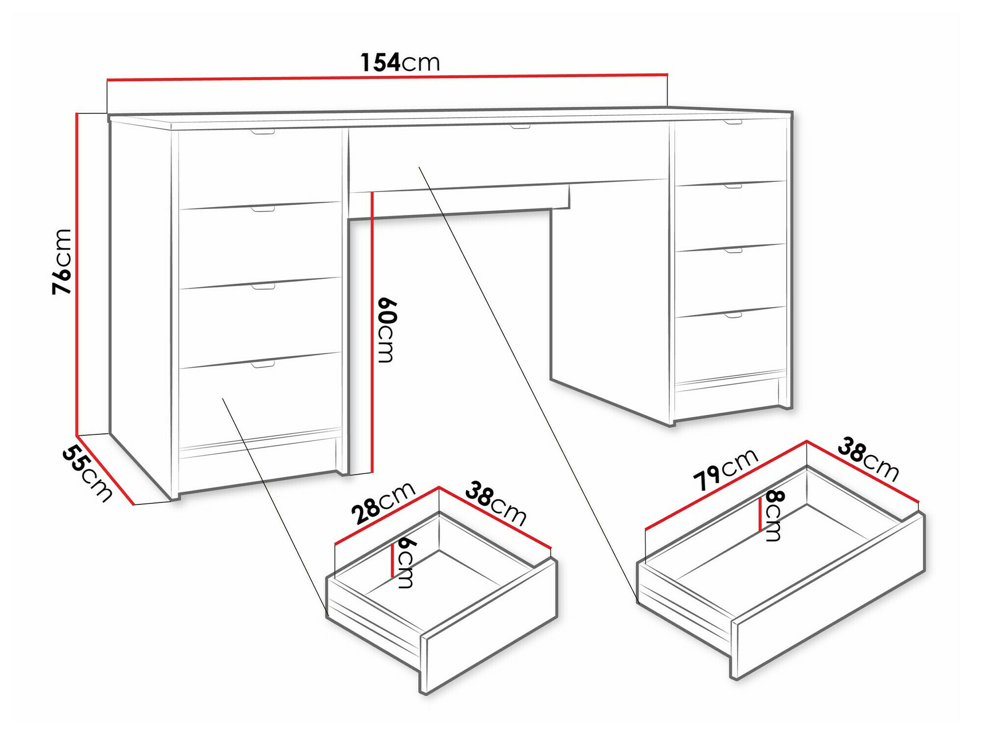 Kancelarijski sto Comfivo Larmire 110 (Belo)
