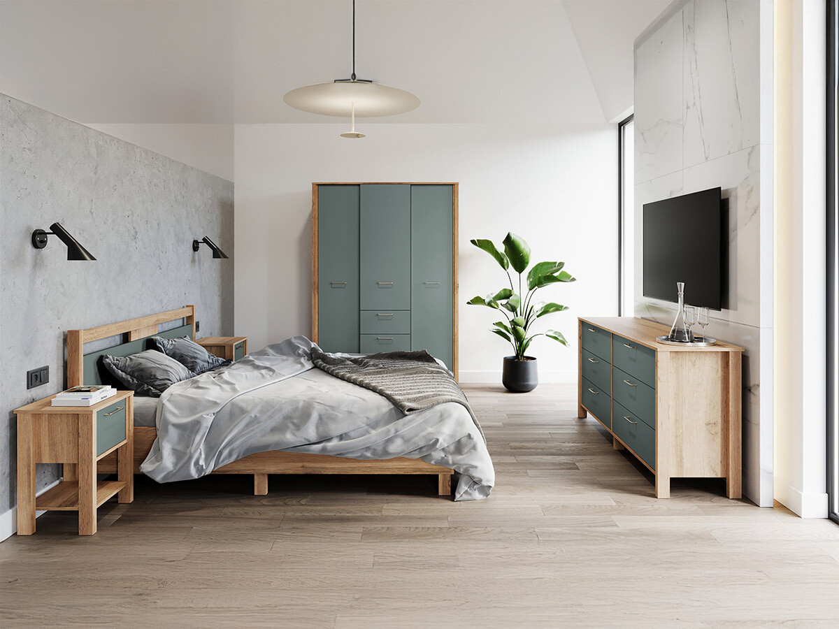 Krevet Venmelu 106 (Hrast Votan + Zelena)