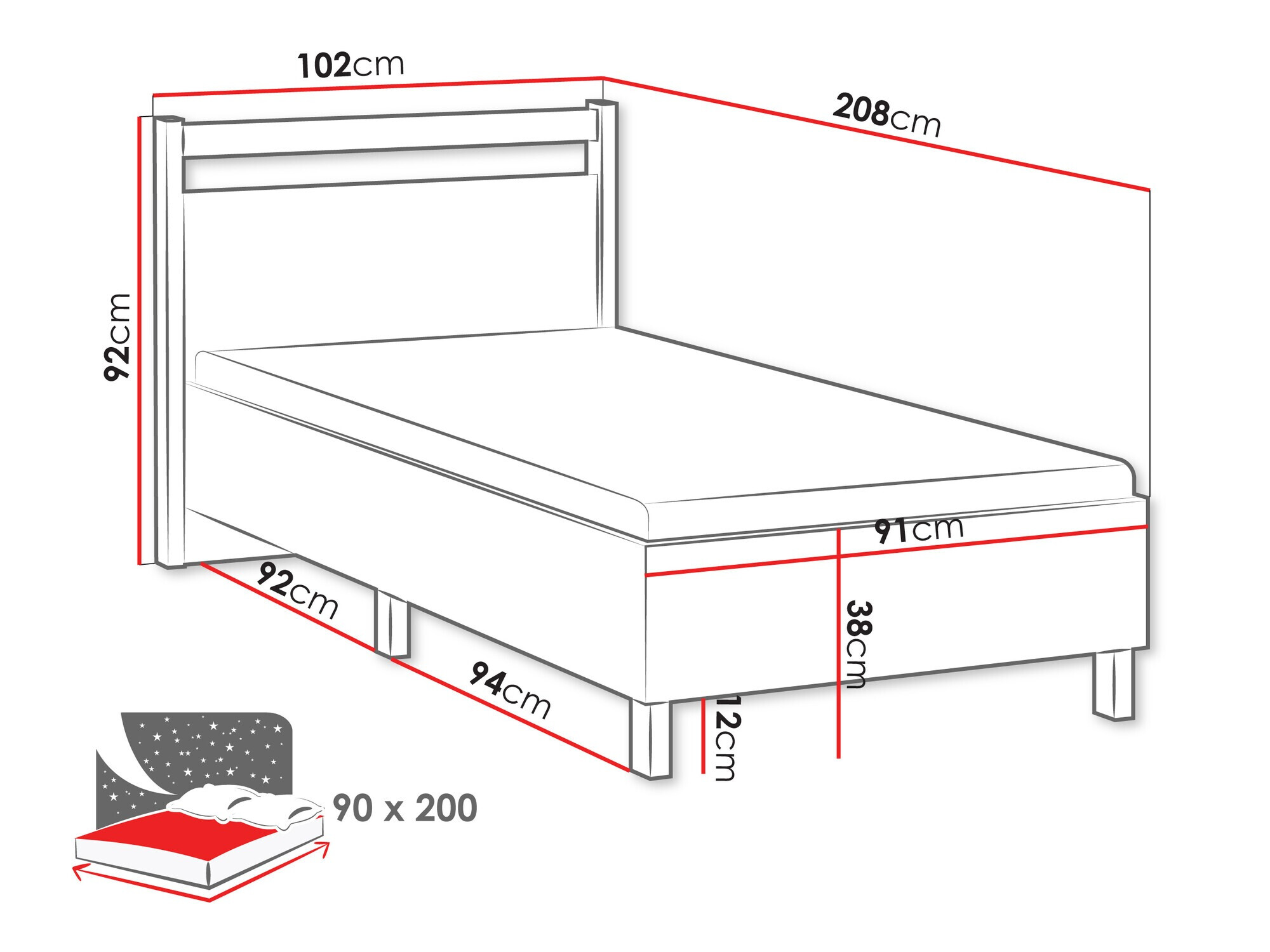 Krevet Venmelu 107 (Вотан храст + Zelena)