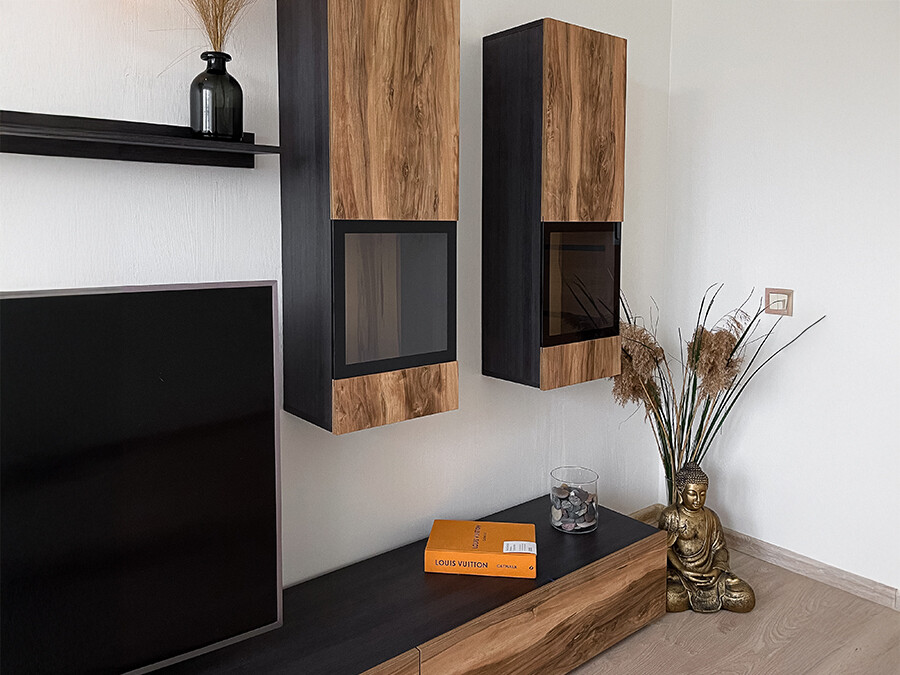 Set za dnevnu sobu Serodeu 100 (Orah + Tamno smeđa)