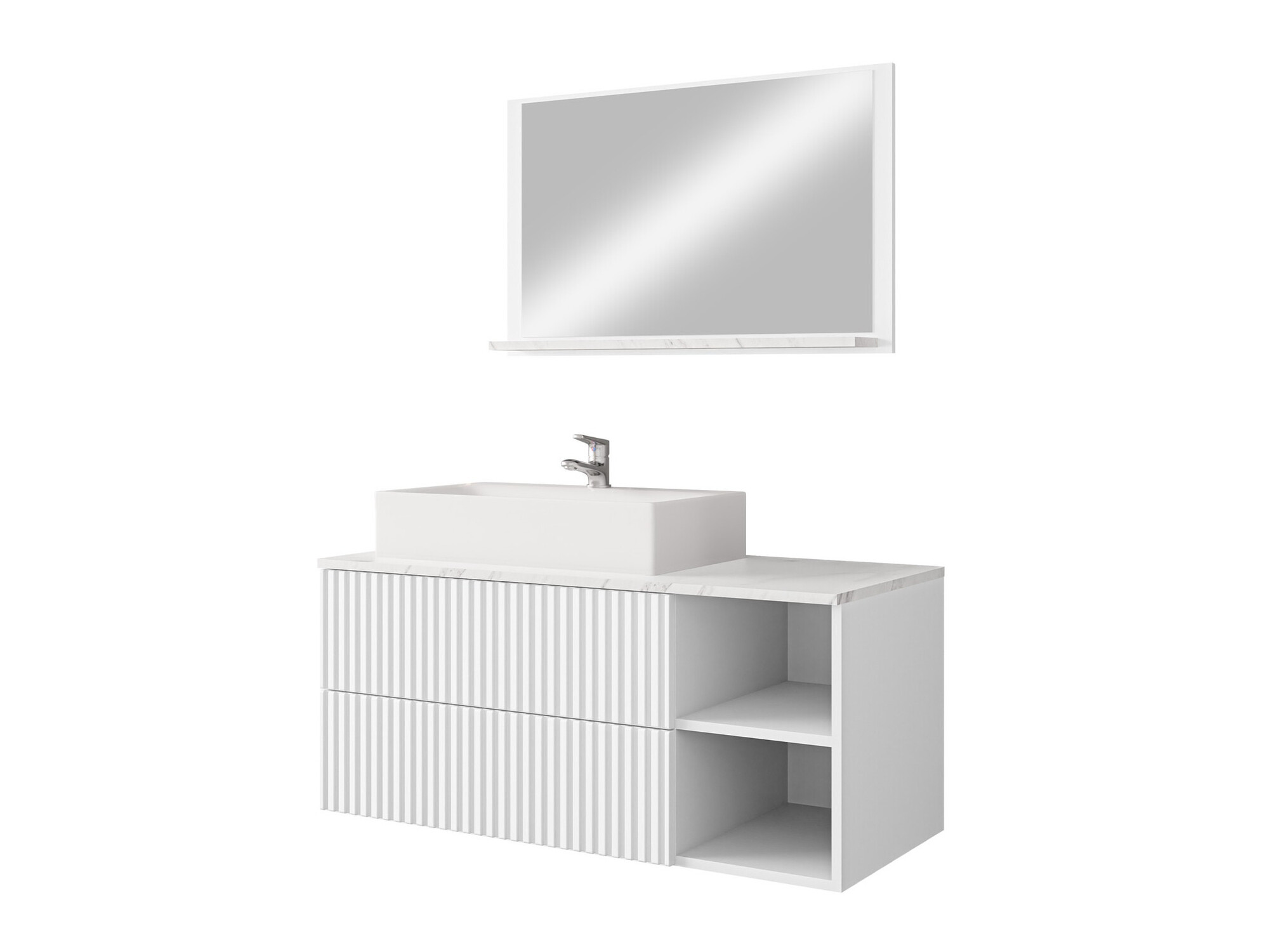 Set za kupatilo Nauta (Belo + Beli mermer)