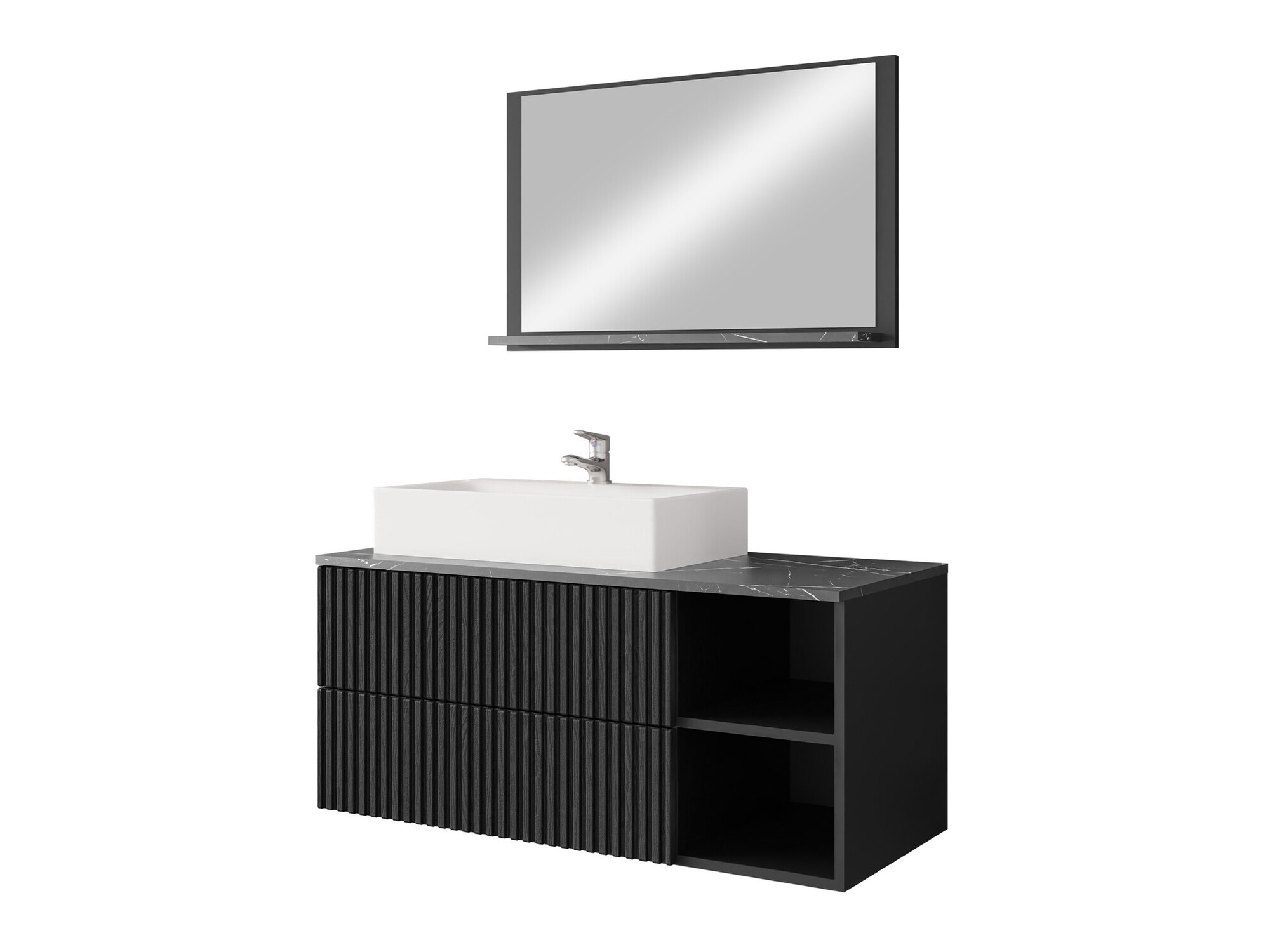Set za kupatilo Nauta (Crno + Crni mermer)
