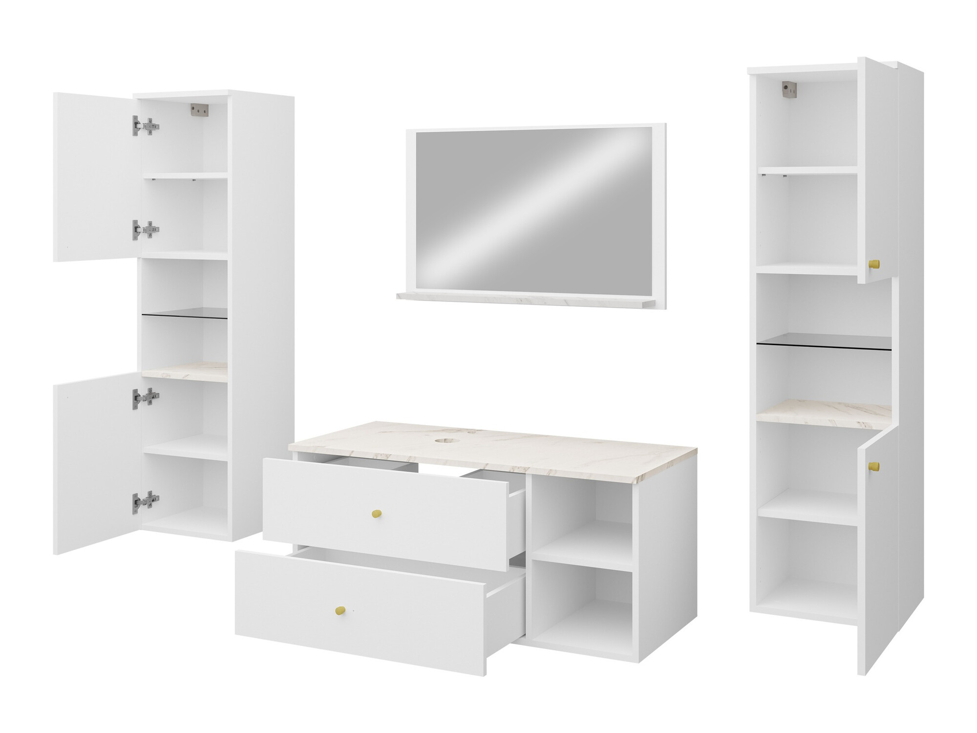 Set za kupatilo Salus III (Orah + Beli mermer)