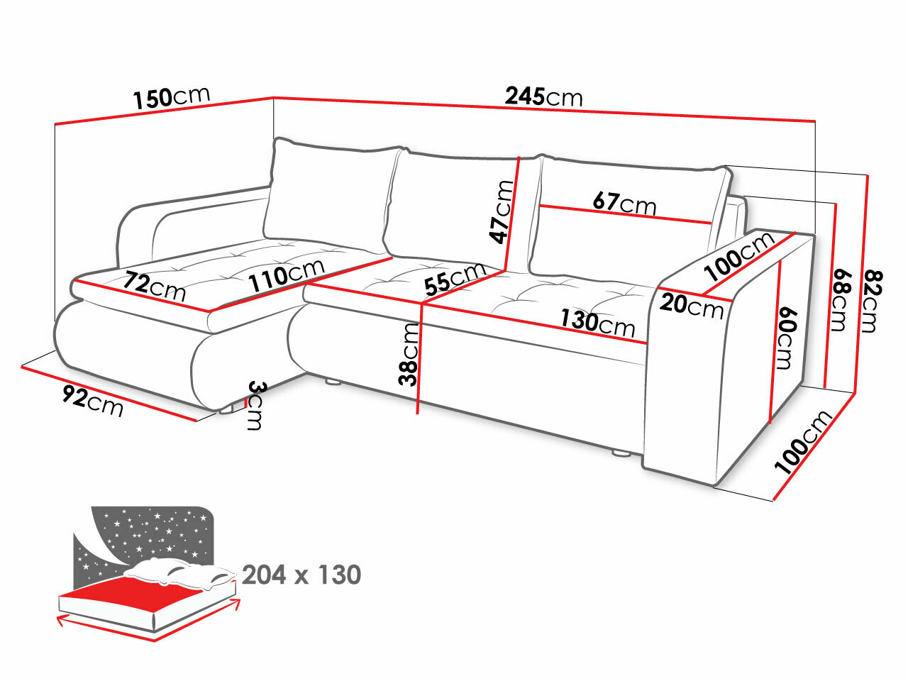 Ugaona sofa Muncie 100 (Soft 011 + Lawa 05)