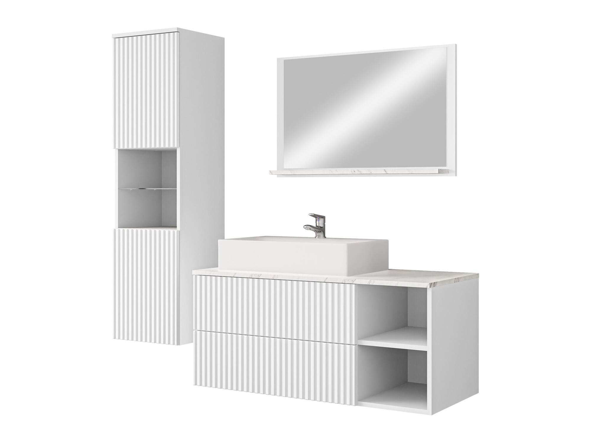 Set za kupatilo Nauta I (Belo + Beli mermer)