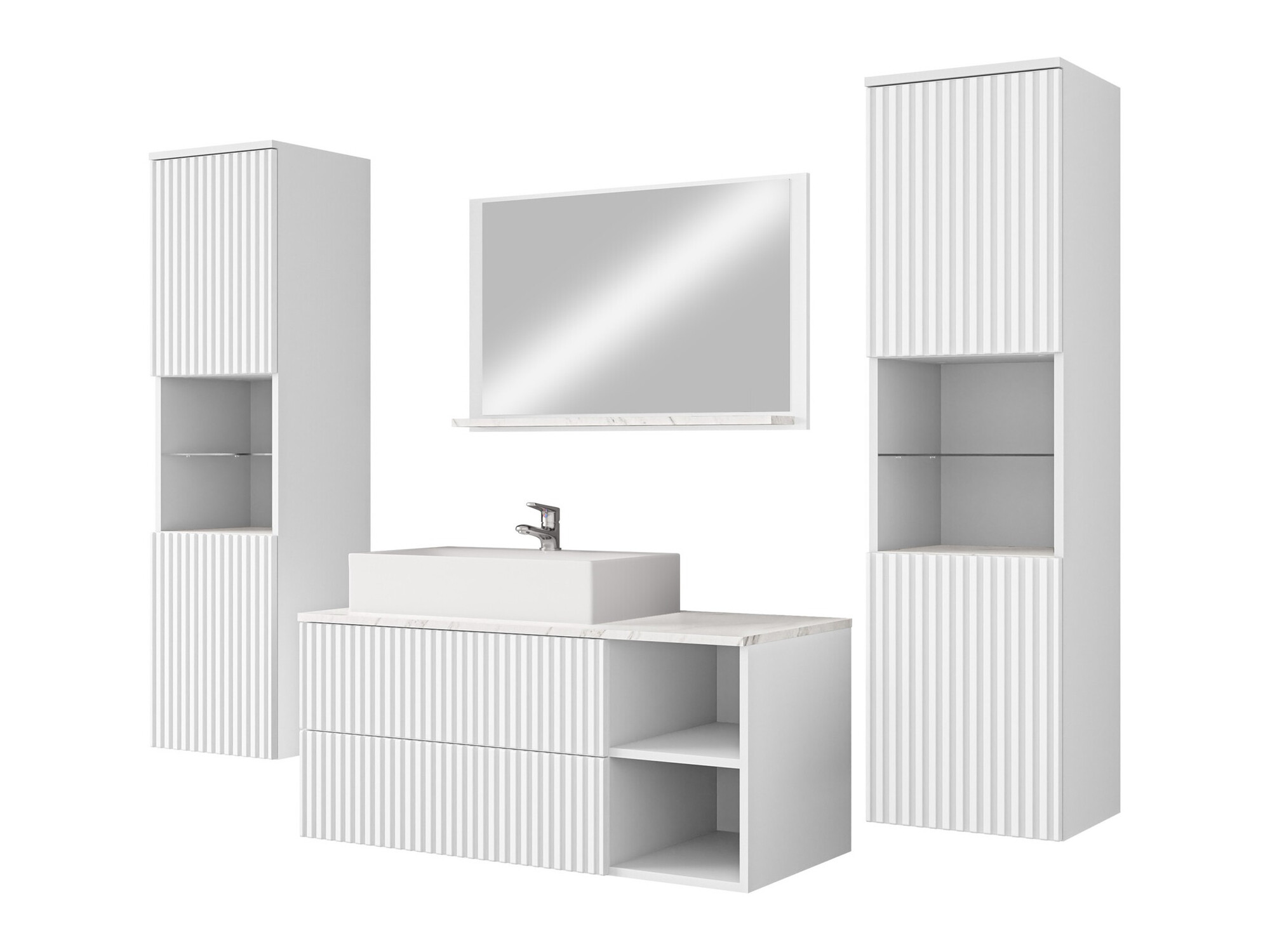 Set za kupatilo Nauta II (Belo + Beli mermer)