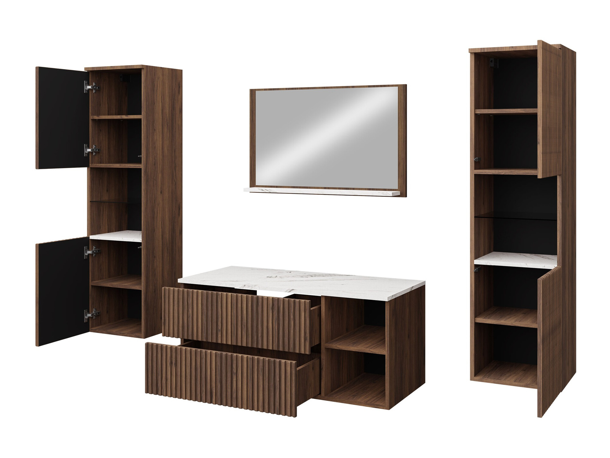 Set za kupatilo Nauta II (Crno + Crni mermer)