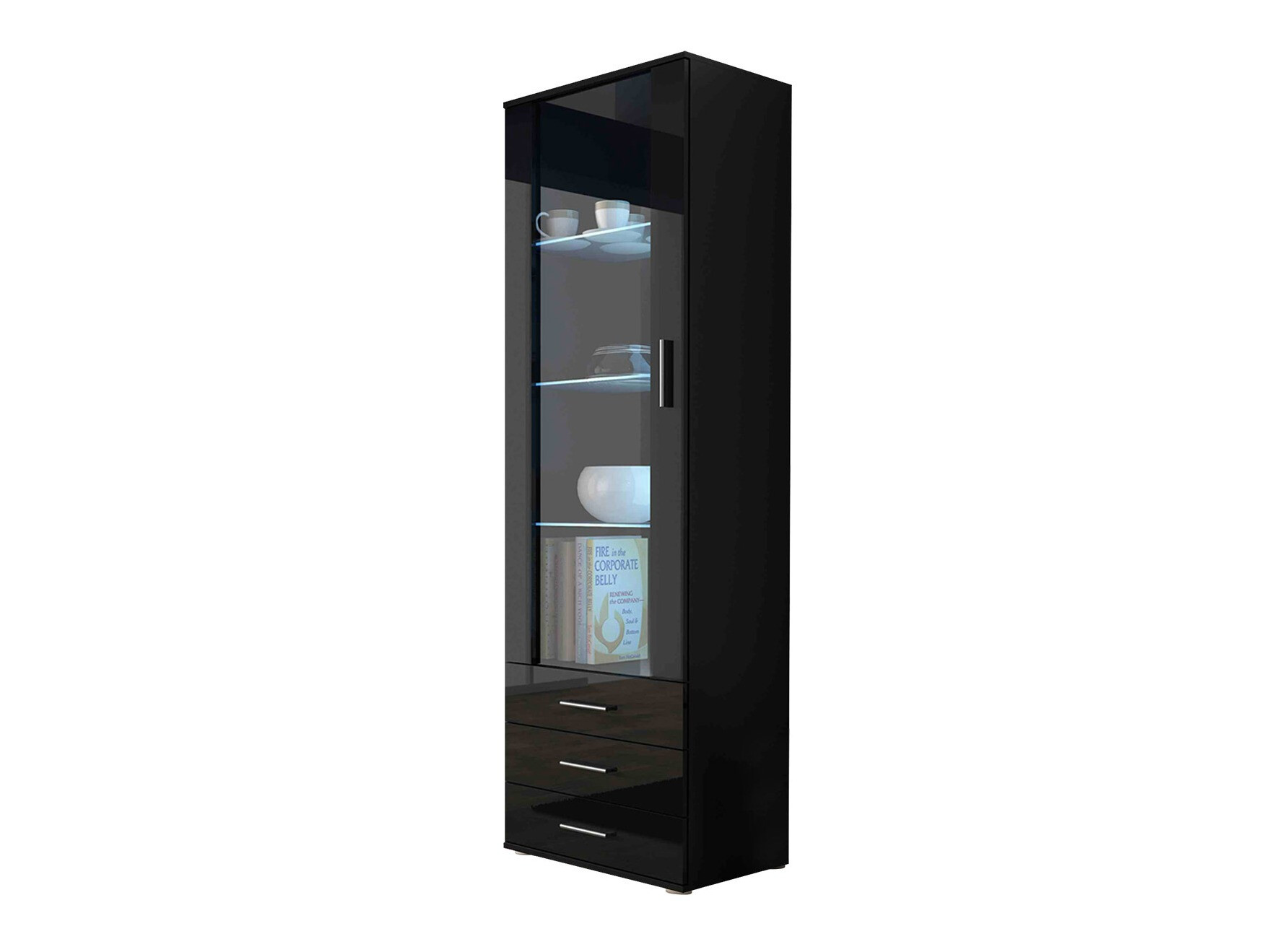 Polica Tornola 102 (Crno + Sjajno crna)