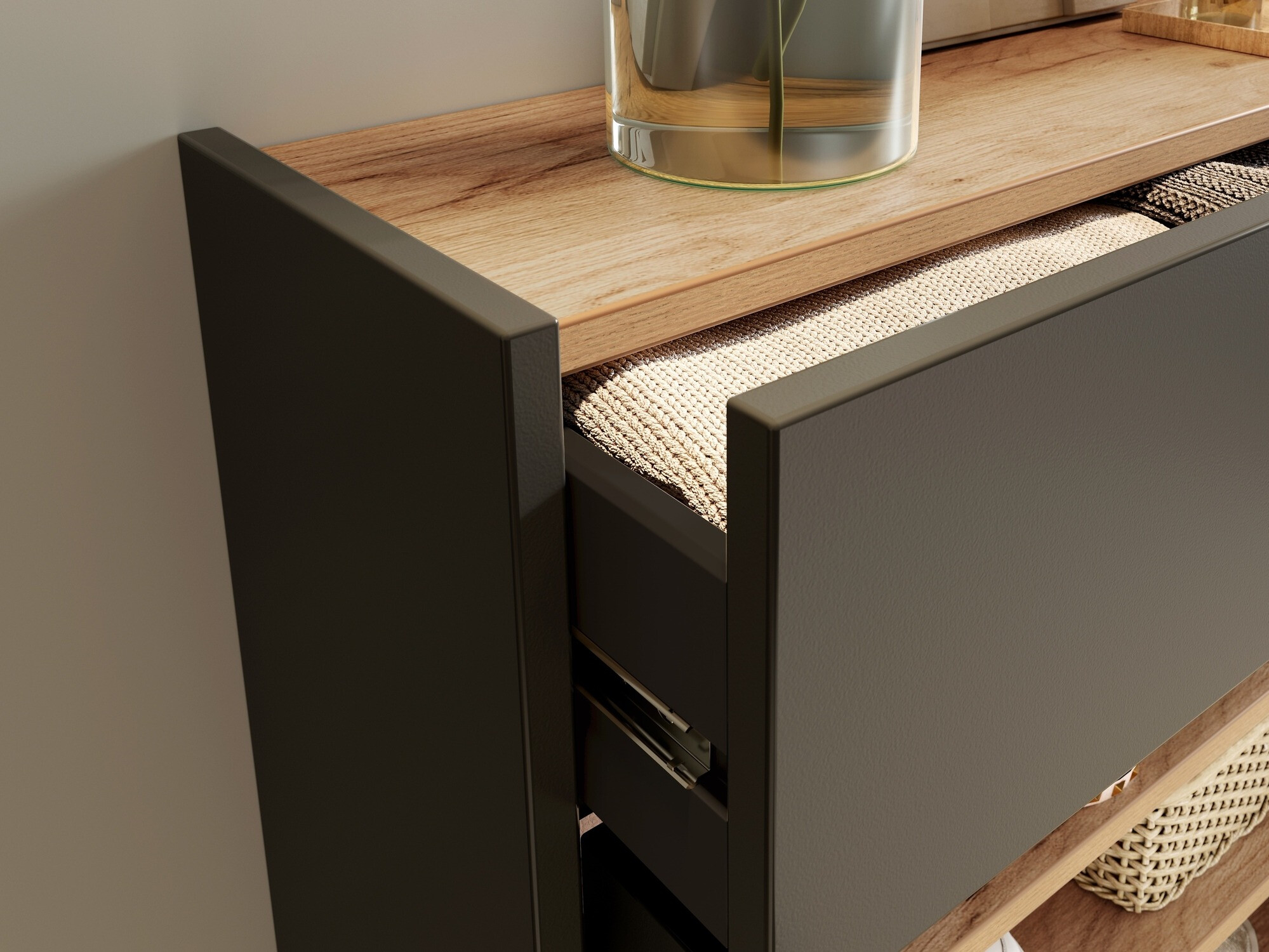 Polica za obuću Cirsale 110 (Graphite + Navarra hrast)