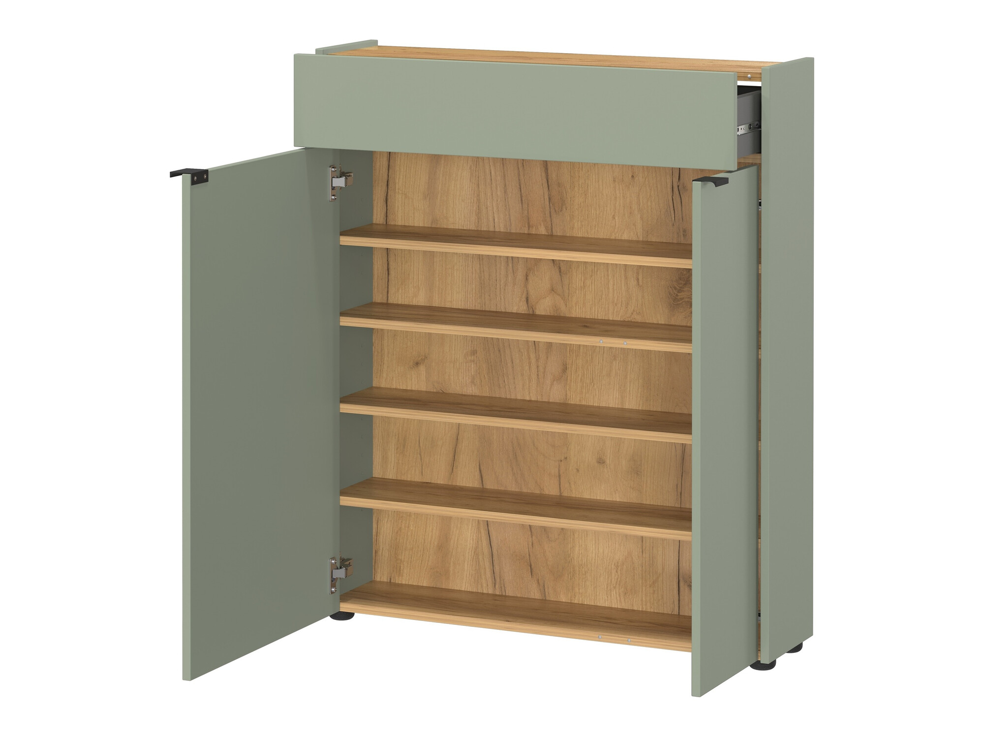 Polica za obuću Cirsale 110 (Prašnjavo zelena + Navarra hrast)
