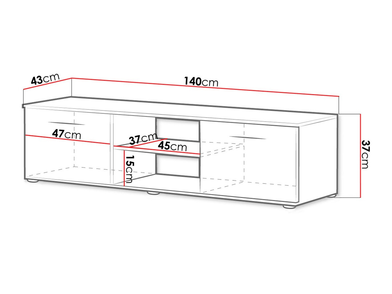 TV komoda Tornola 100 (Hrast Lefkas + Crno)